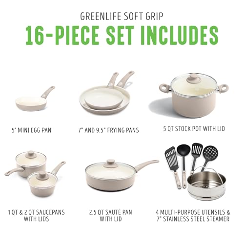 GreenLife 16-Pc Nonstick Cookware Set
