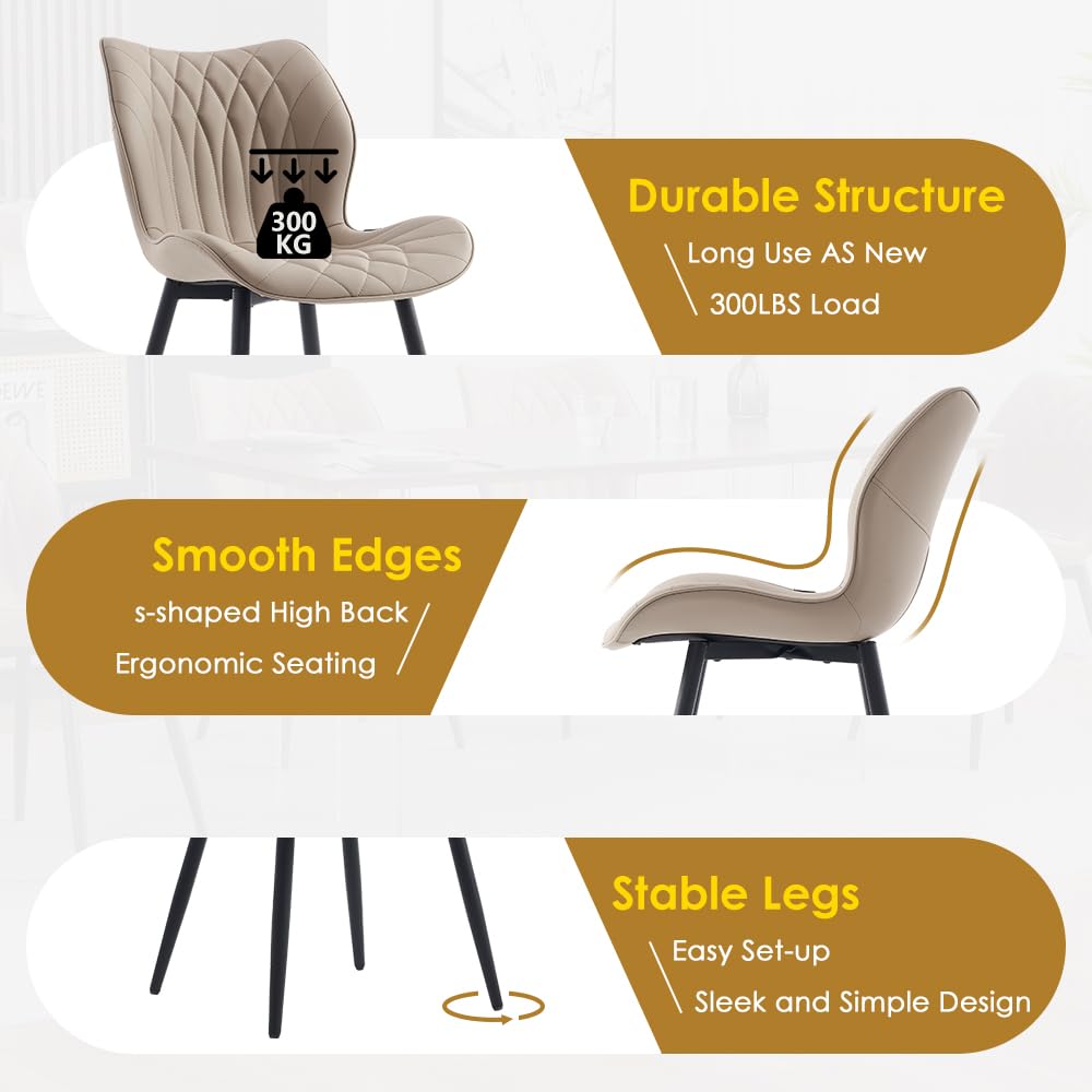 2 Modern Khaki Dining Chairs