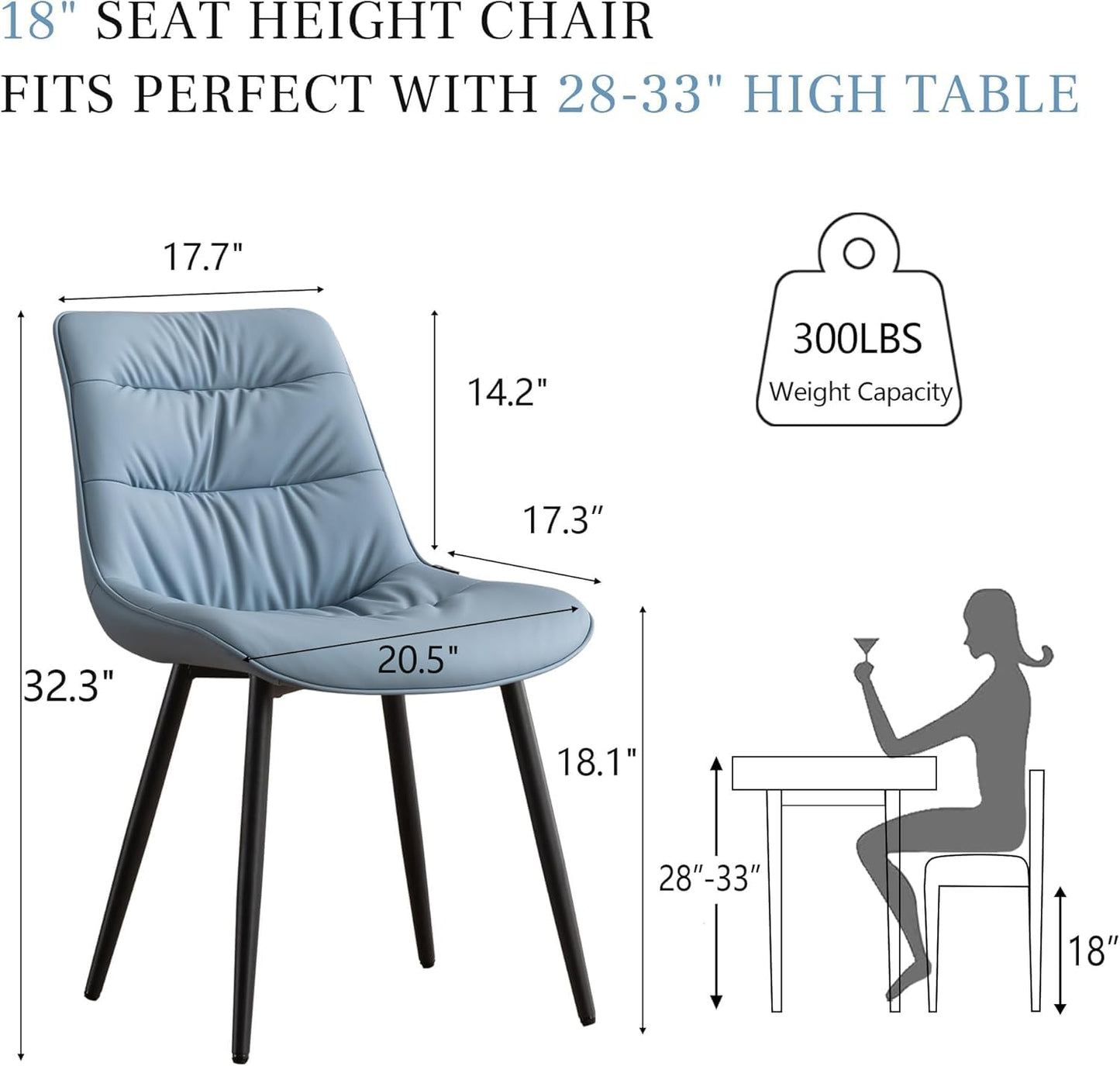 2 Modern PU Dining Chairs – Black