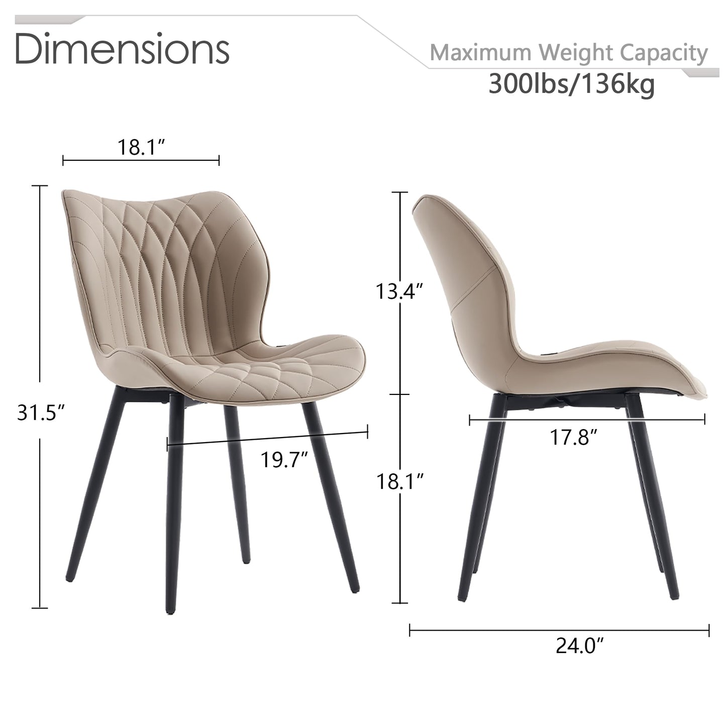 2 Modern Khaki Dining Chairs