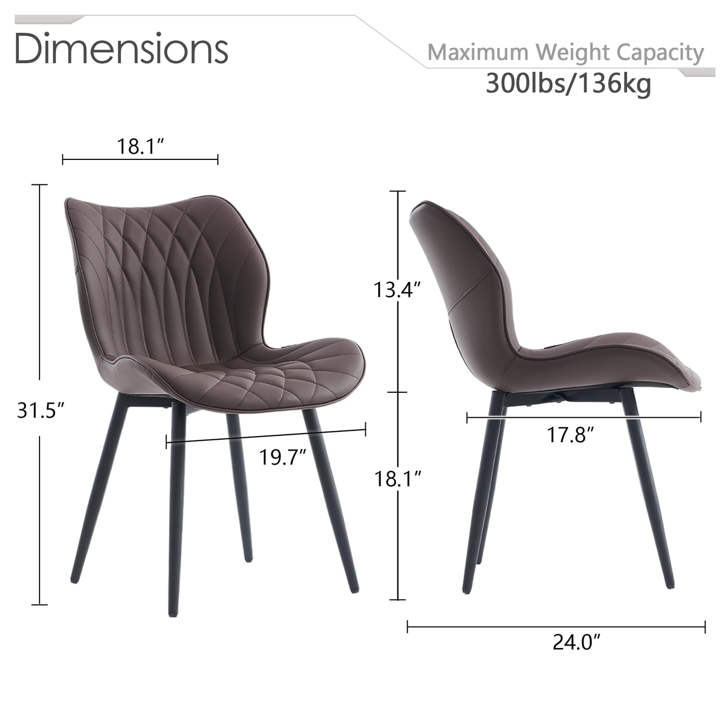 2 Modern Khaki Dining Chairs