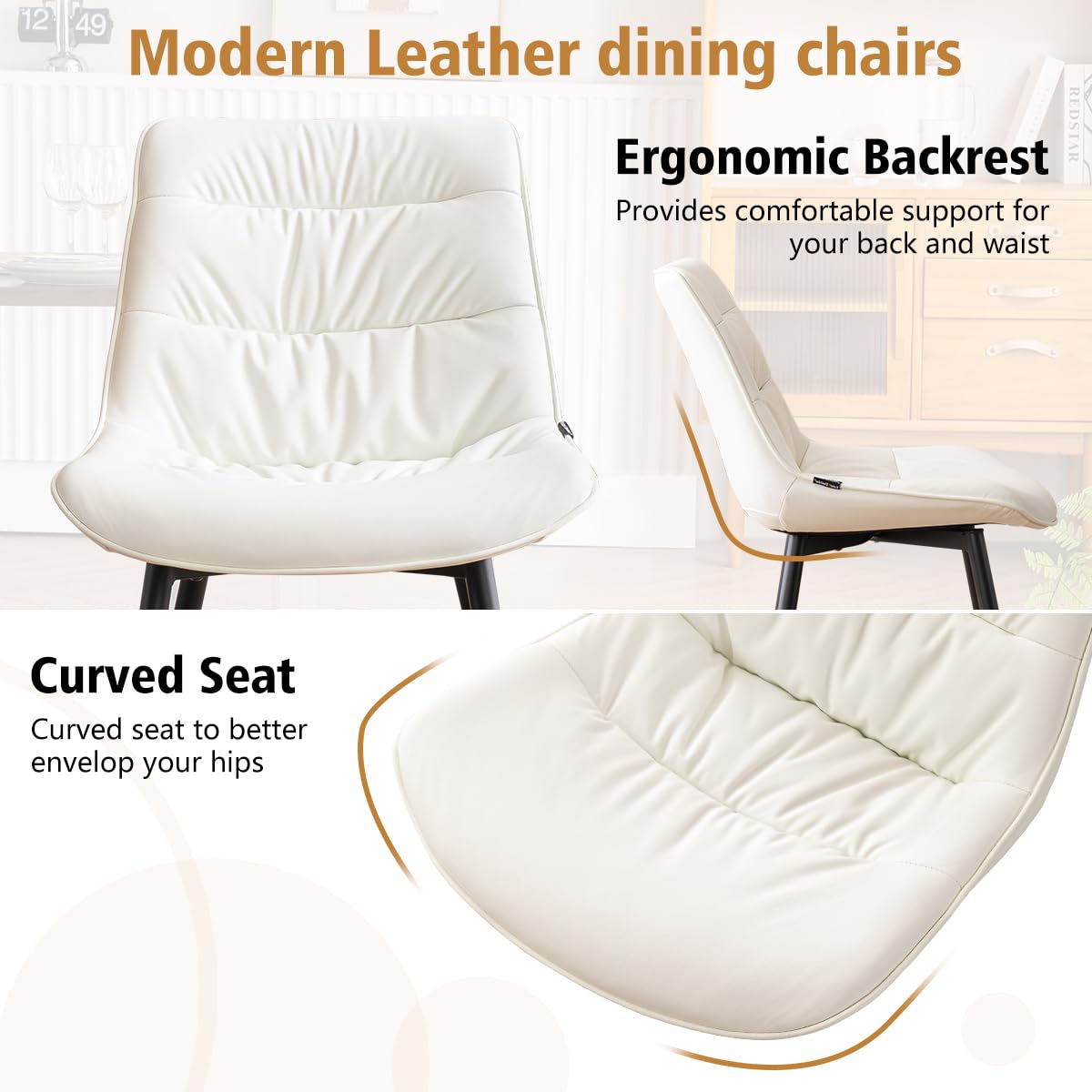 2 Modern PU Dining Chairs – Black