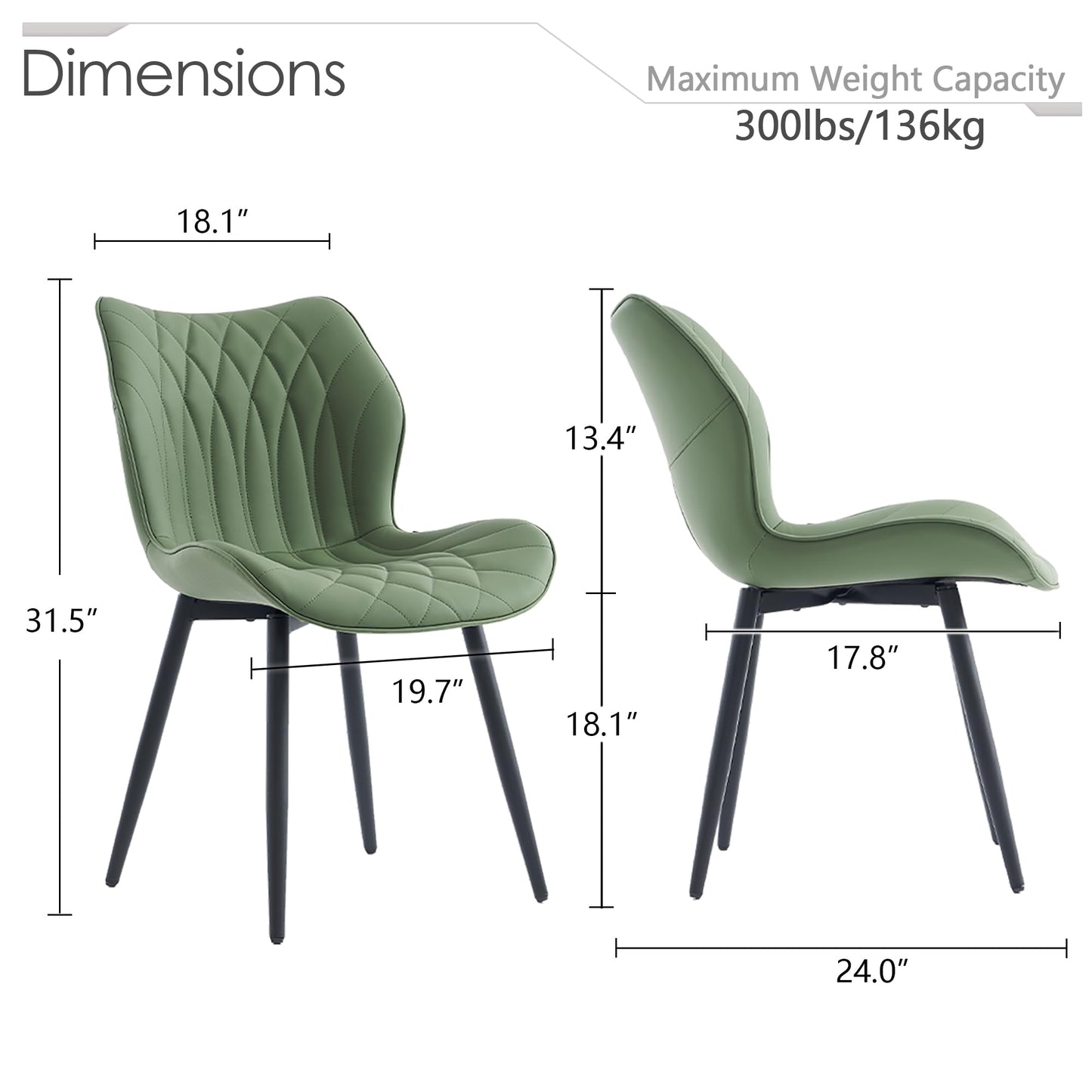 2 Modern Khaki Dining Chairs