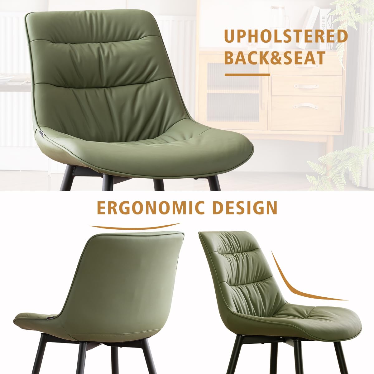 2 Modern PU Dining Chairs – Black
