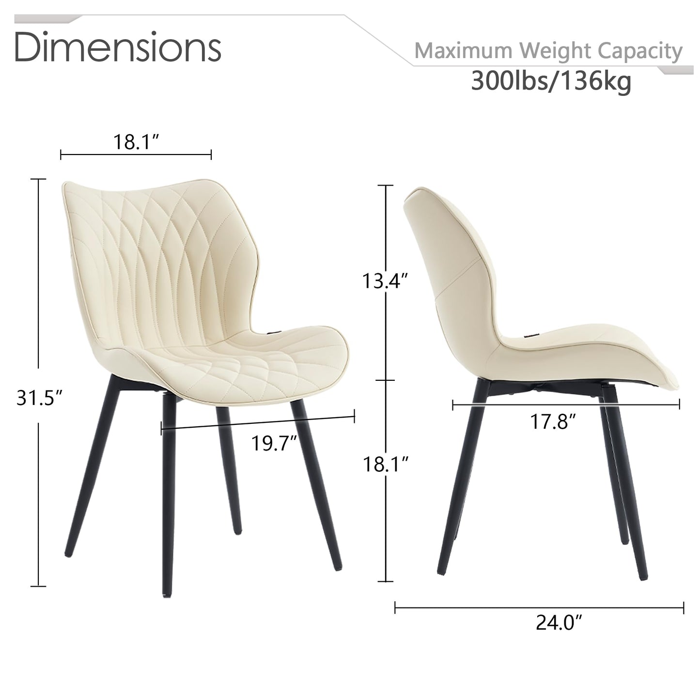 2 Modern Khaki Dining Chairs