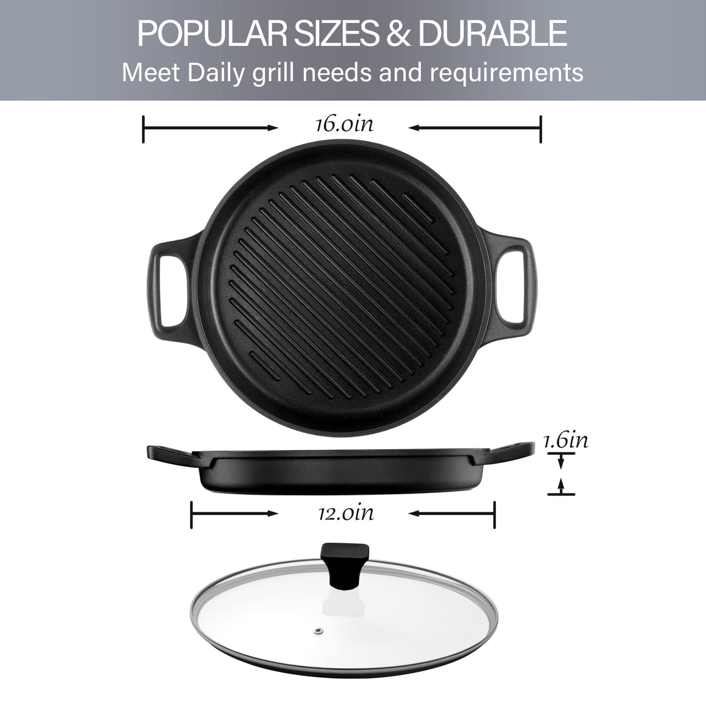 S·KITCHN 12" Cast Aluminum Griddle