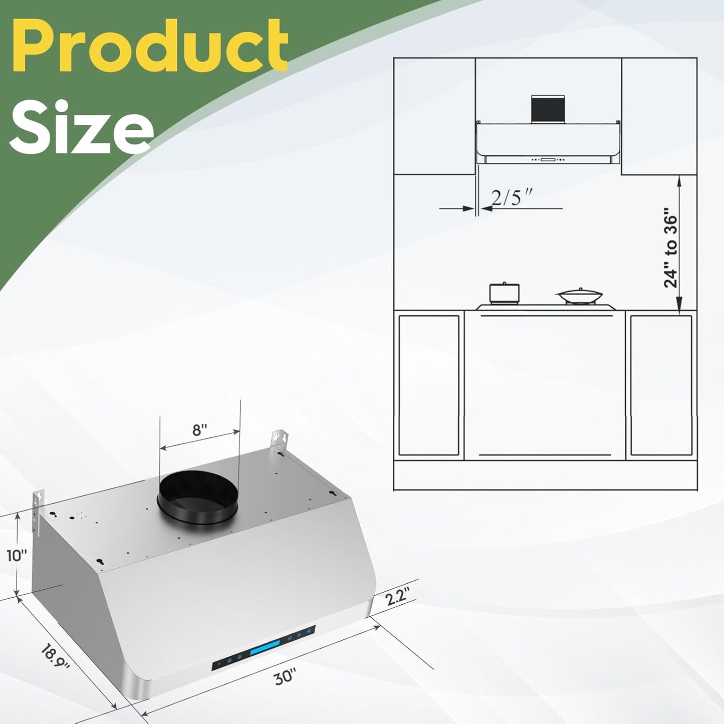 30" Kitchen Range Hood – Stainless Steel