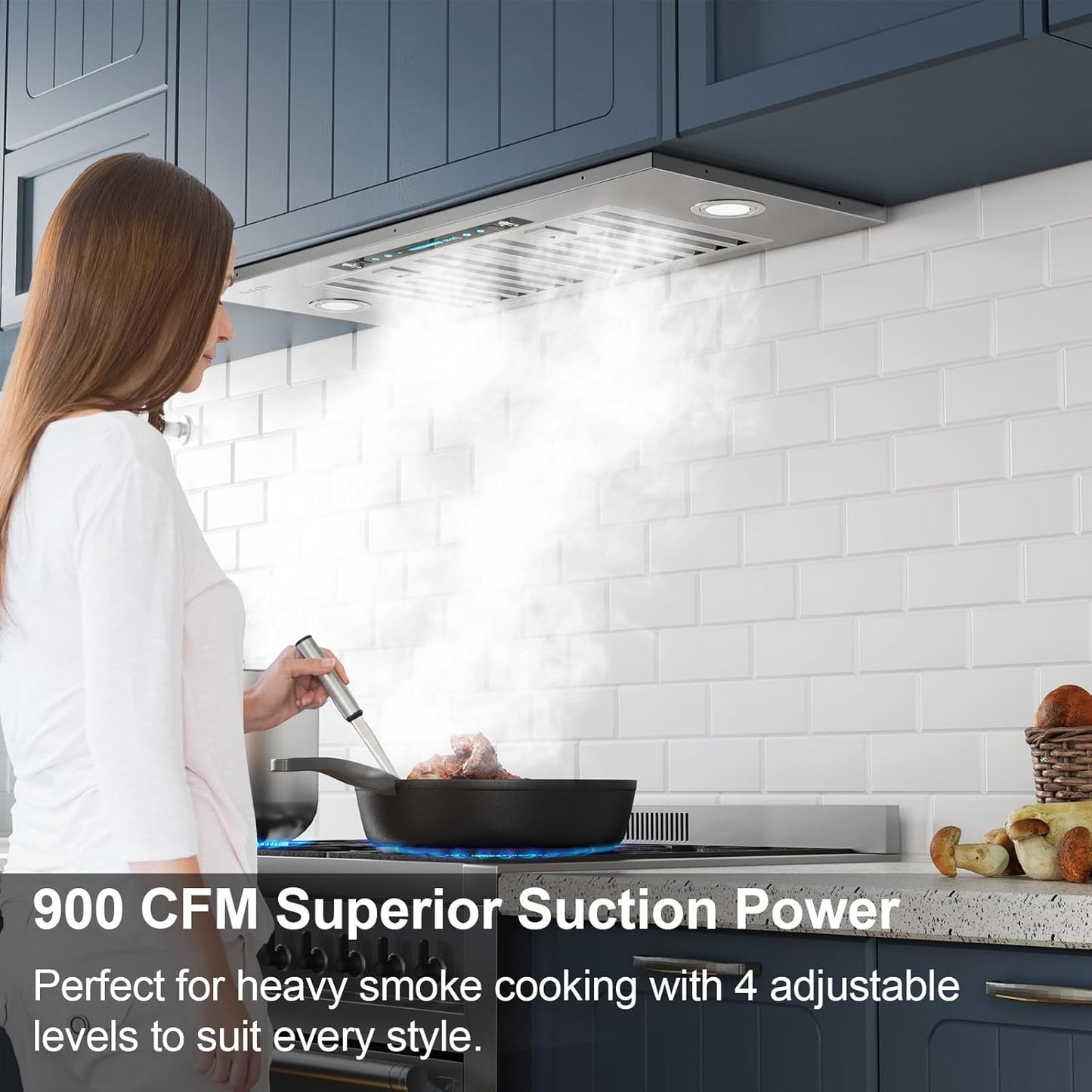 IKTCH 35.5" Kitchen Range Hood – Stainless Steel
