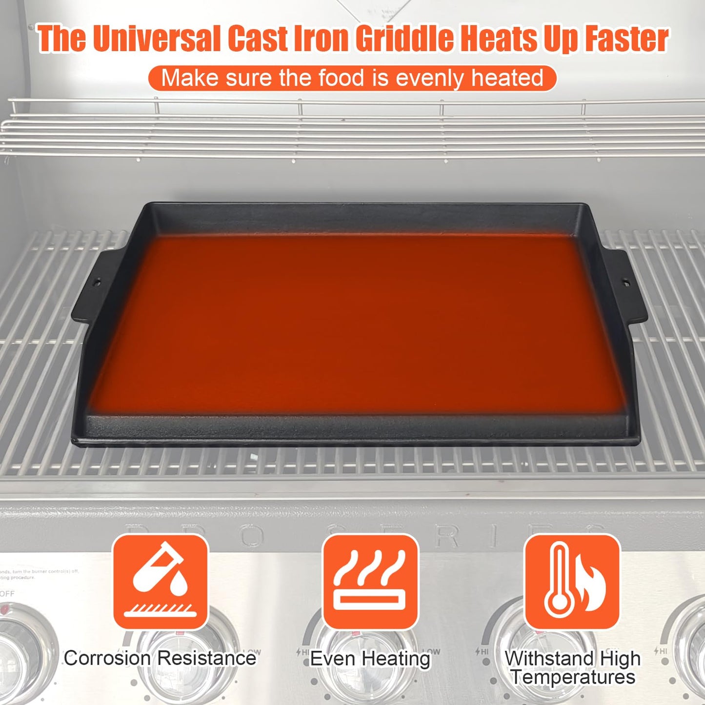 23" x 16" Cast Iron Grill Griddle