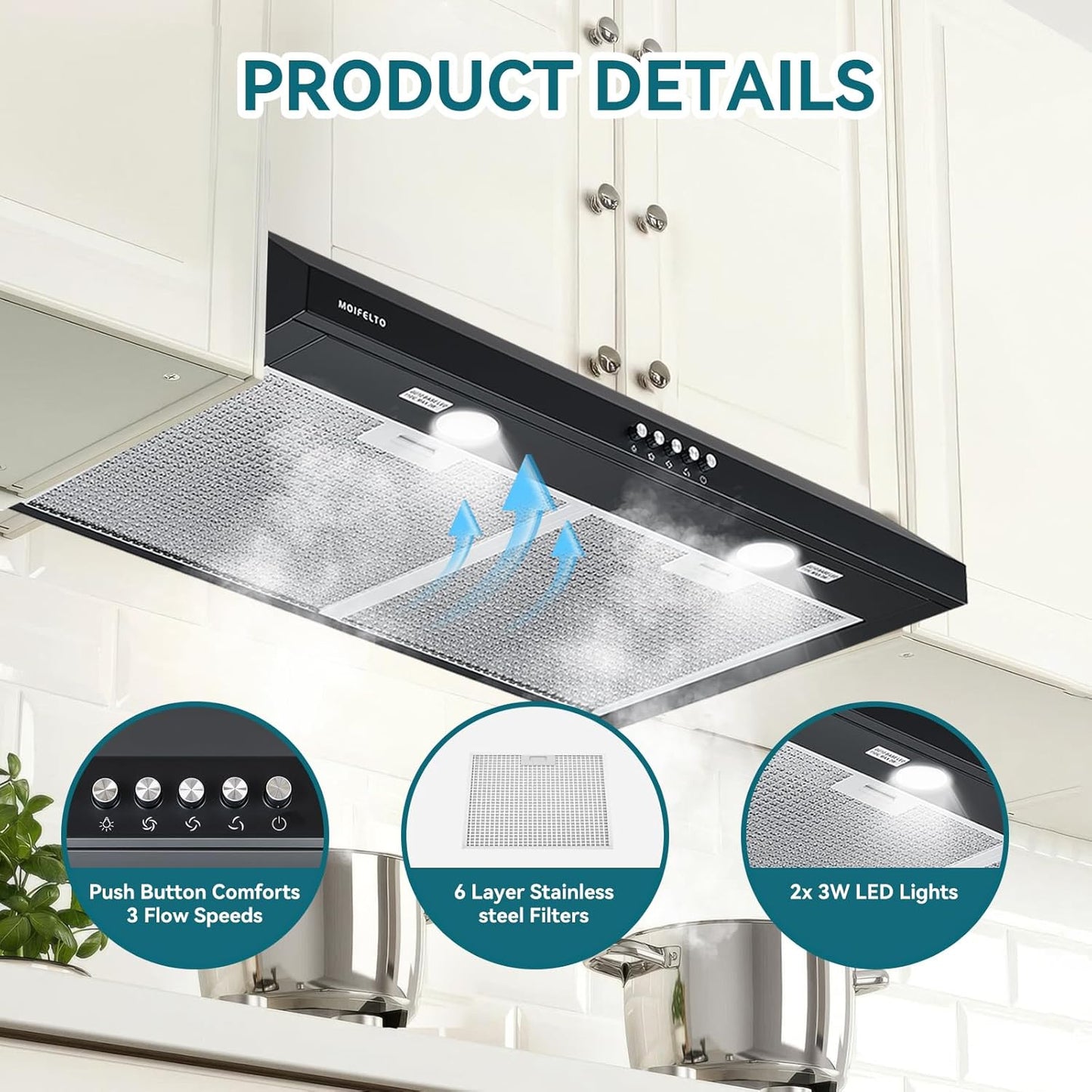 30" Under Cabinet Range Hood – Black