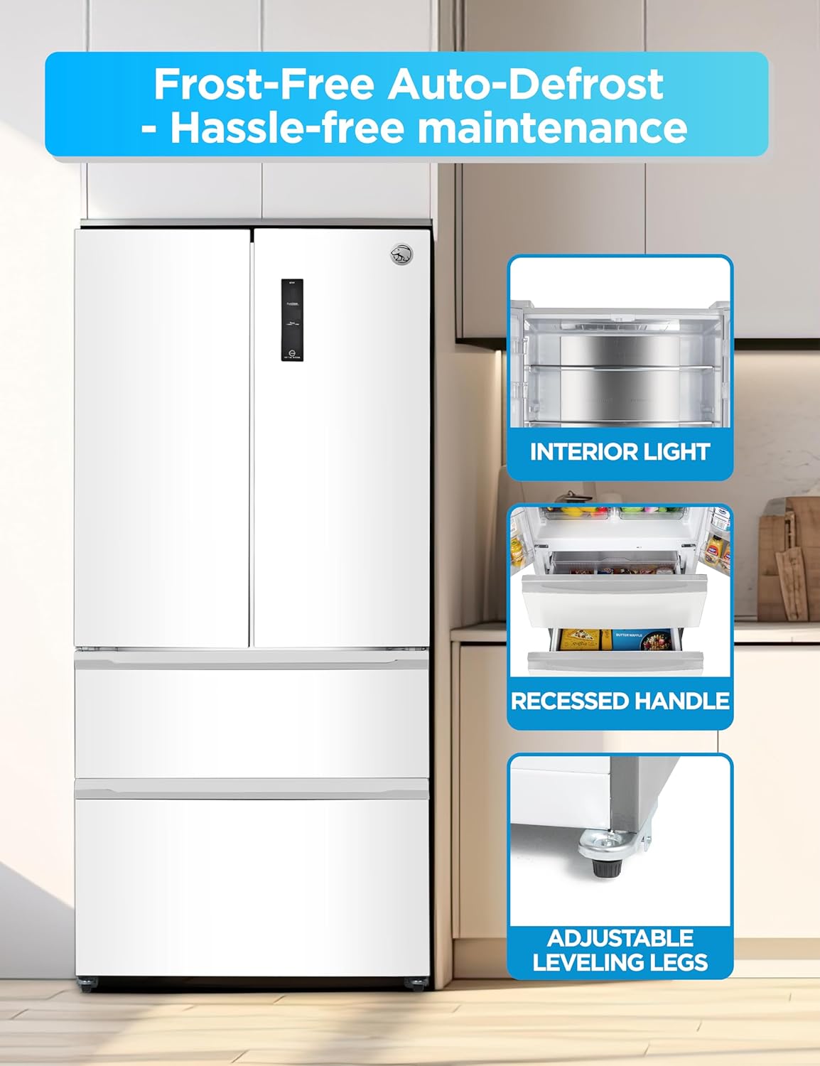 Commercial Cool 18.9 Cu.Ft. French Door Fridge