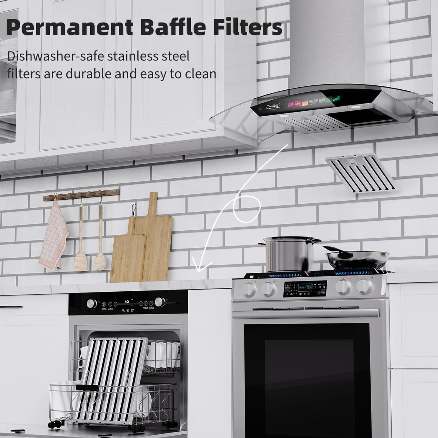 36" Wall Mount Range Hood – Stainless Steel