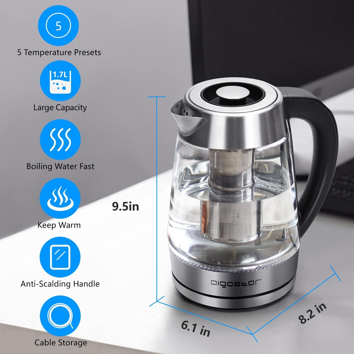 Aigostar 1.7L Electric Kettle