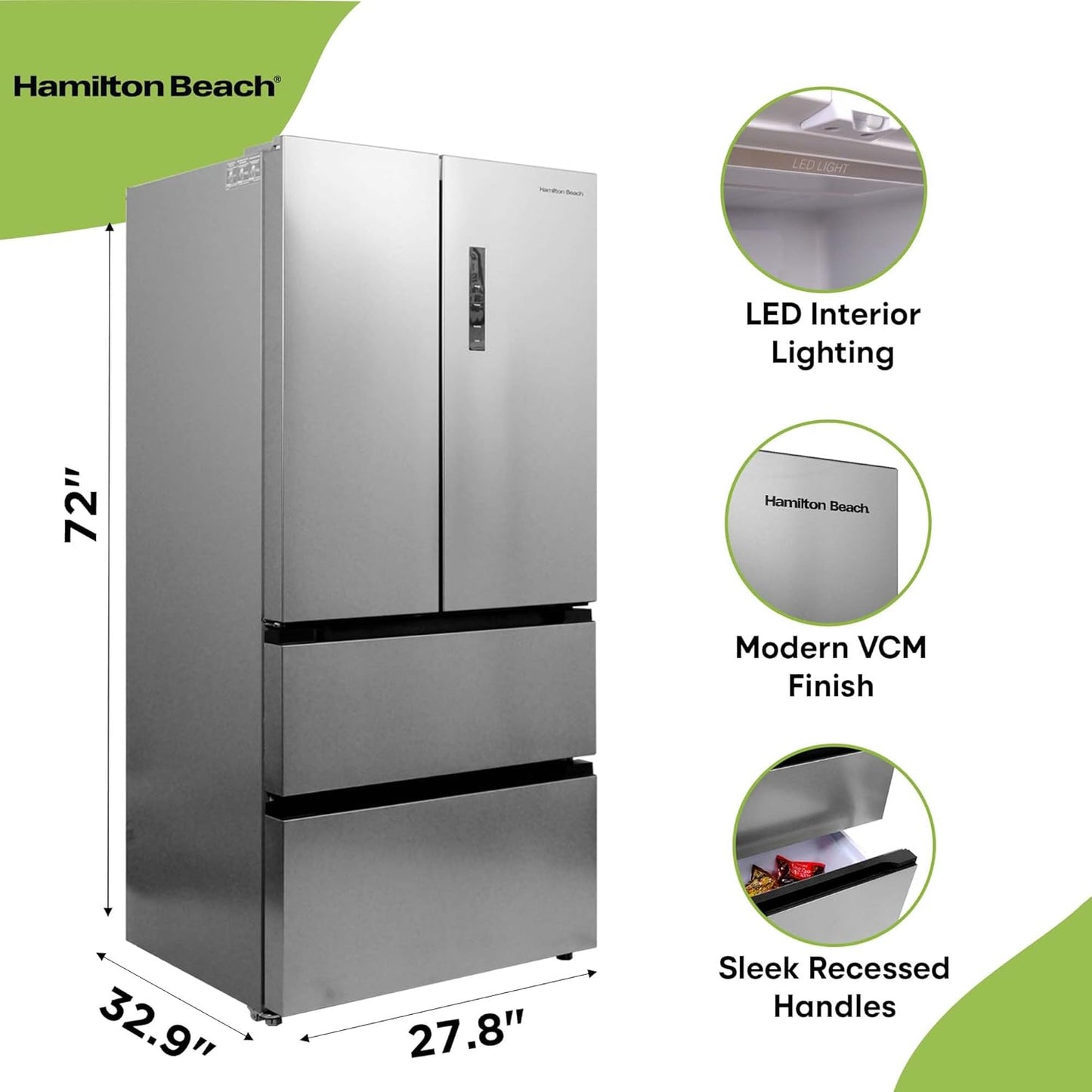 Hamilton Beach Counter-Depth Fridge – 17.9 Cu.Ft.