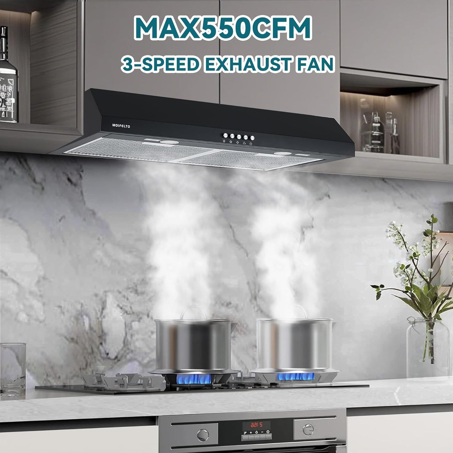 30" Under Cabinet Range Hood – Black