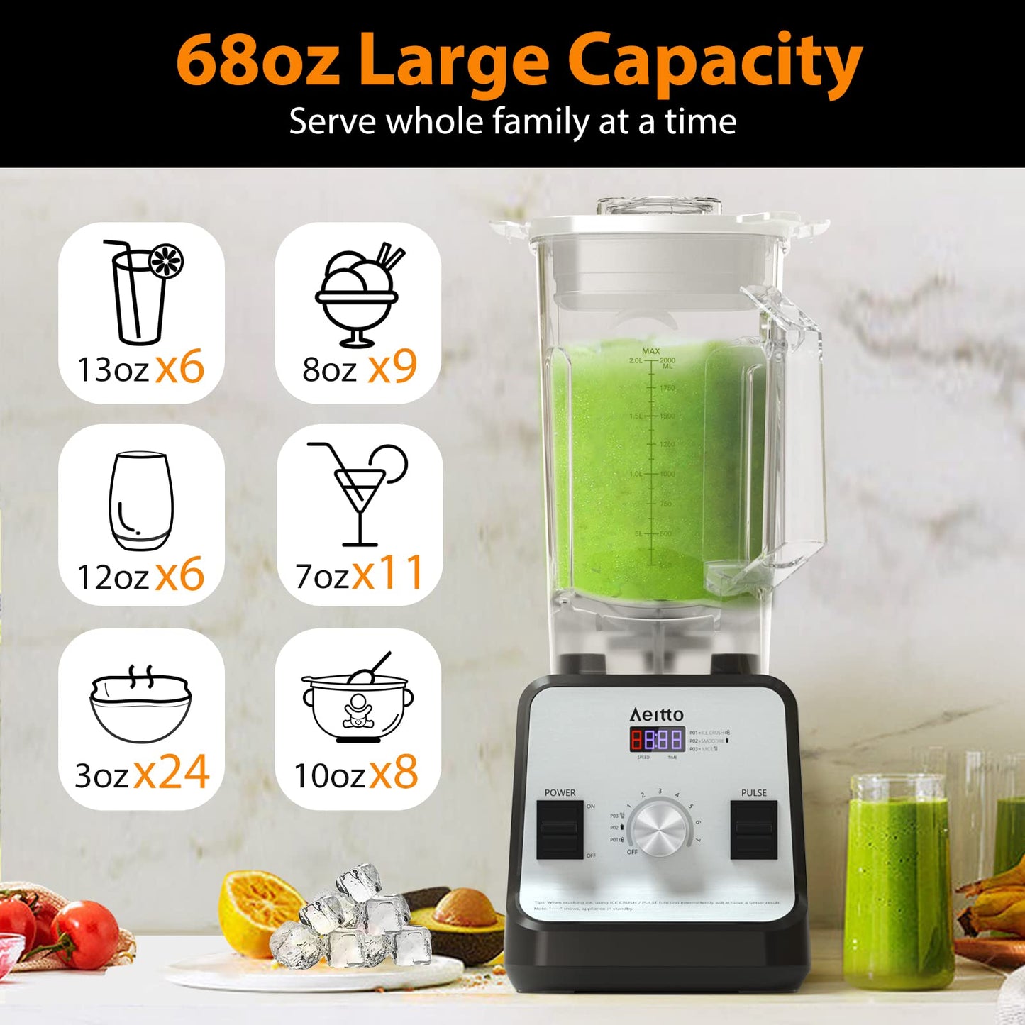 Aeitto 1500W Countertop Blender