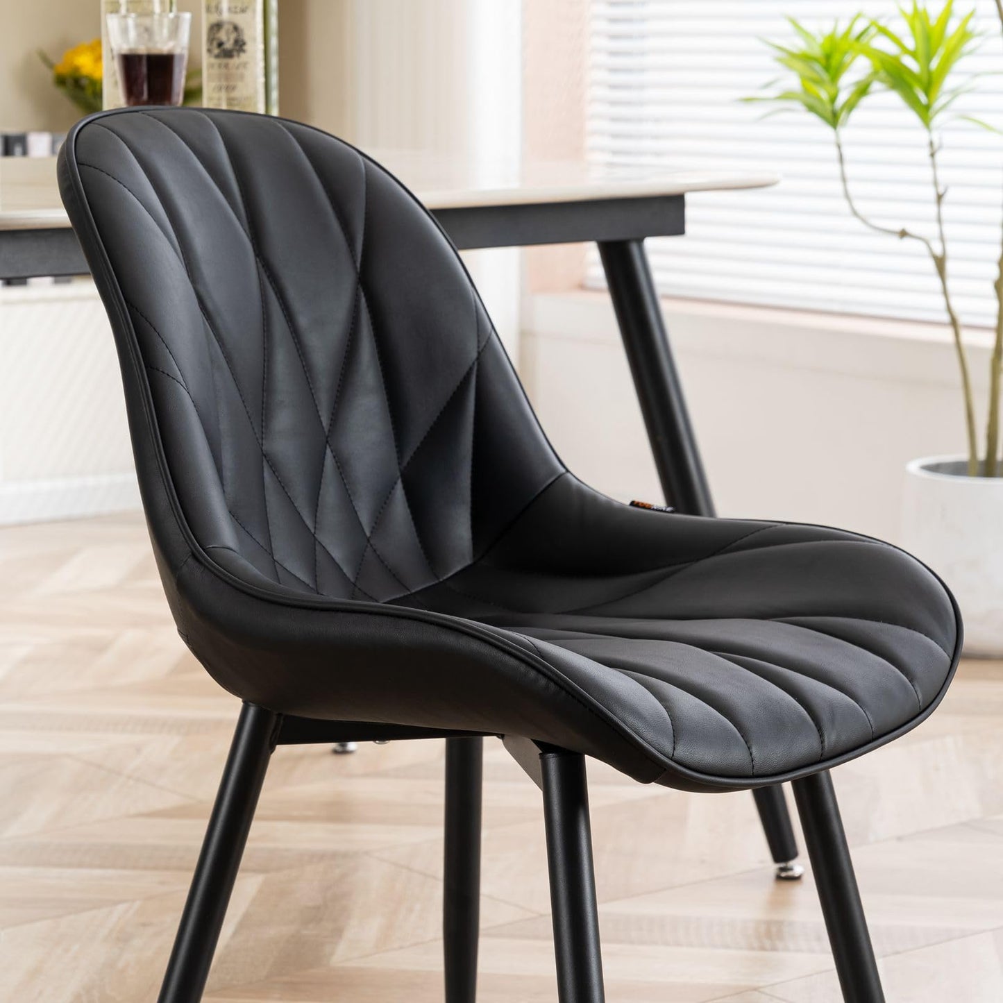 2 Modern White Dining Chairs