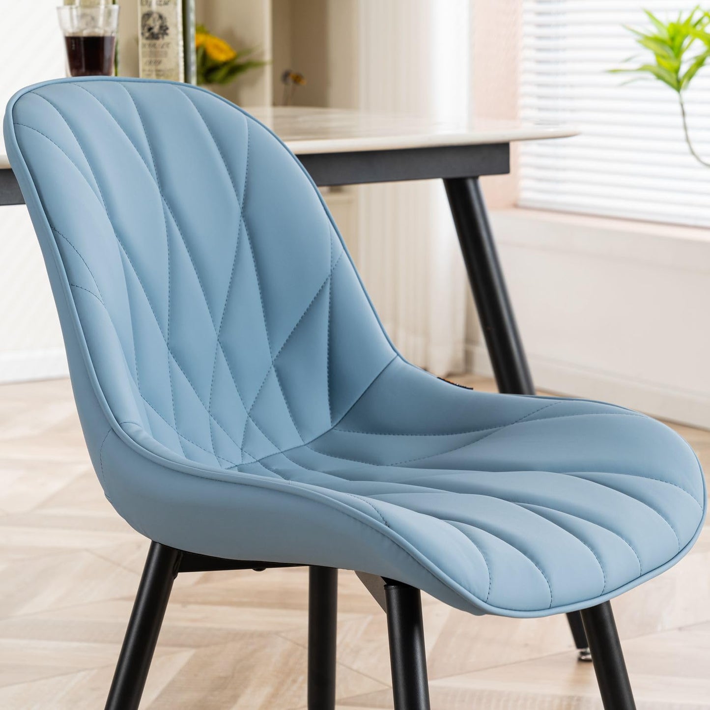 2 Modern White Dining Chairs