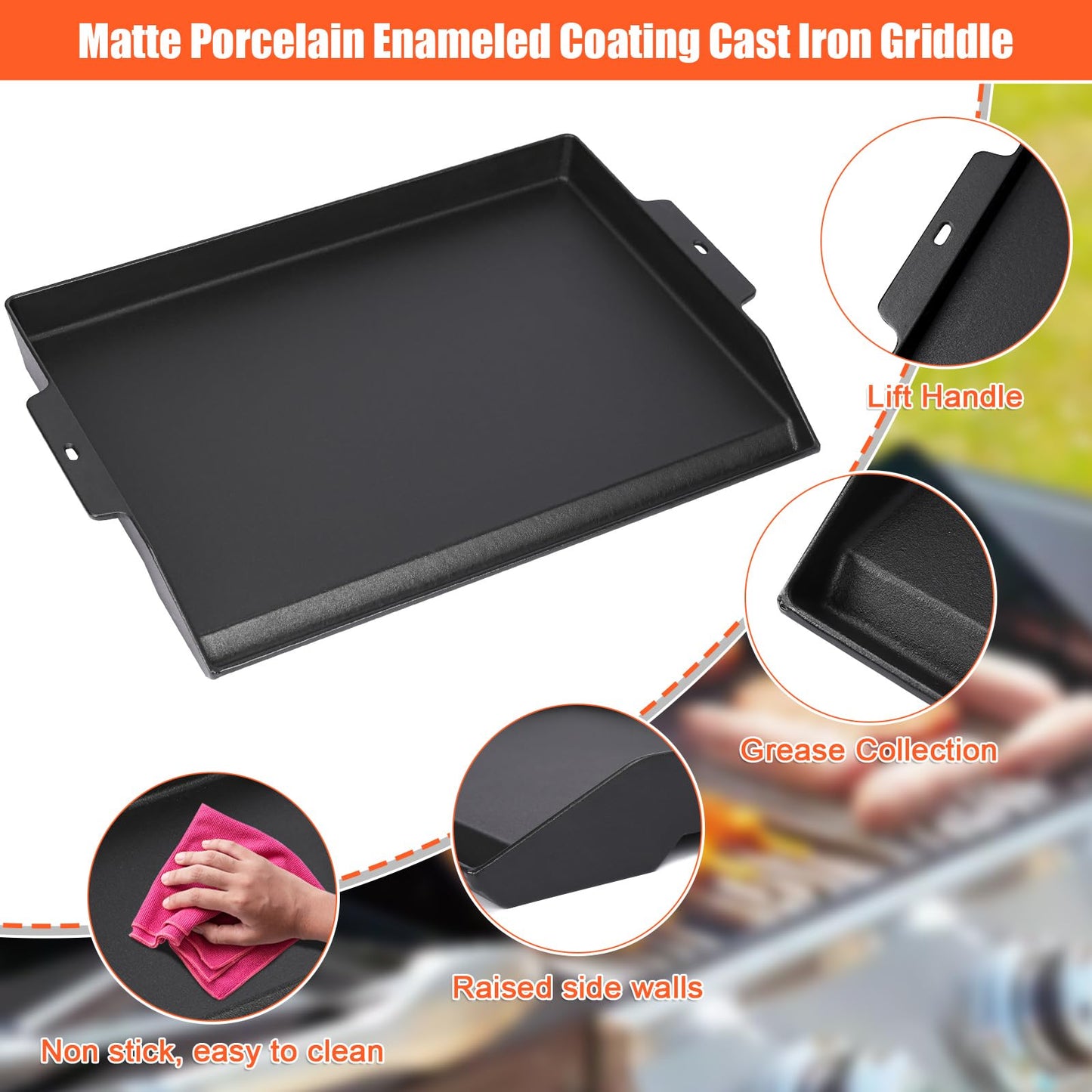 23" x 16" Cast Iron Grill Griddle
