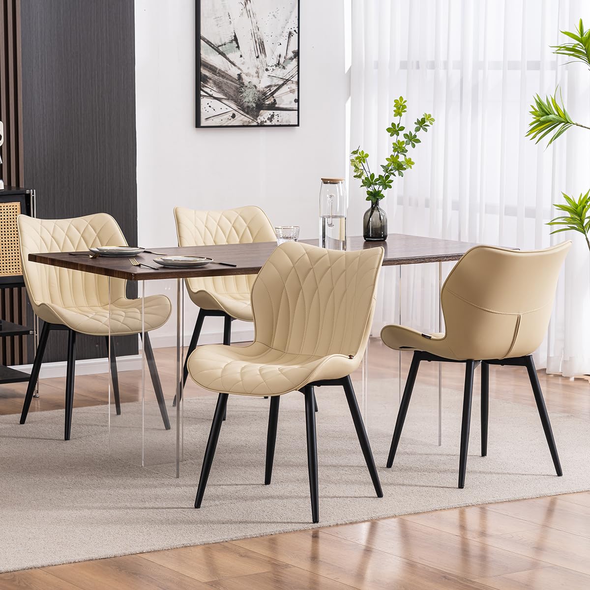 2 Modern Khaki Dining Chairs