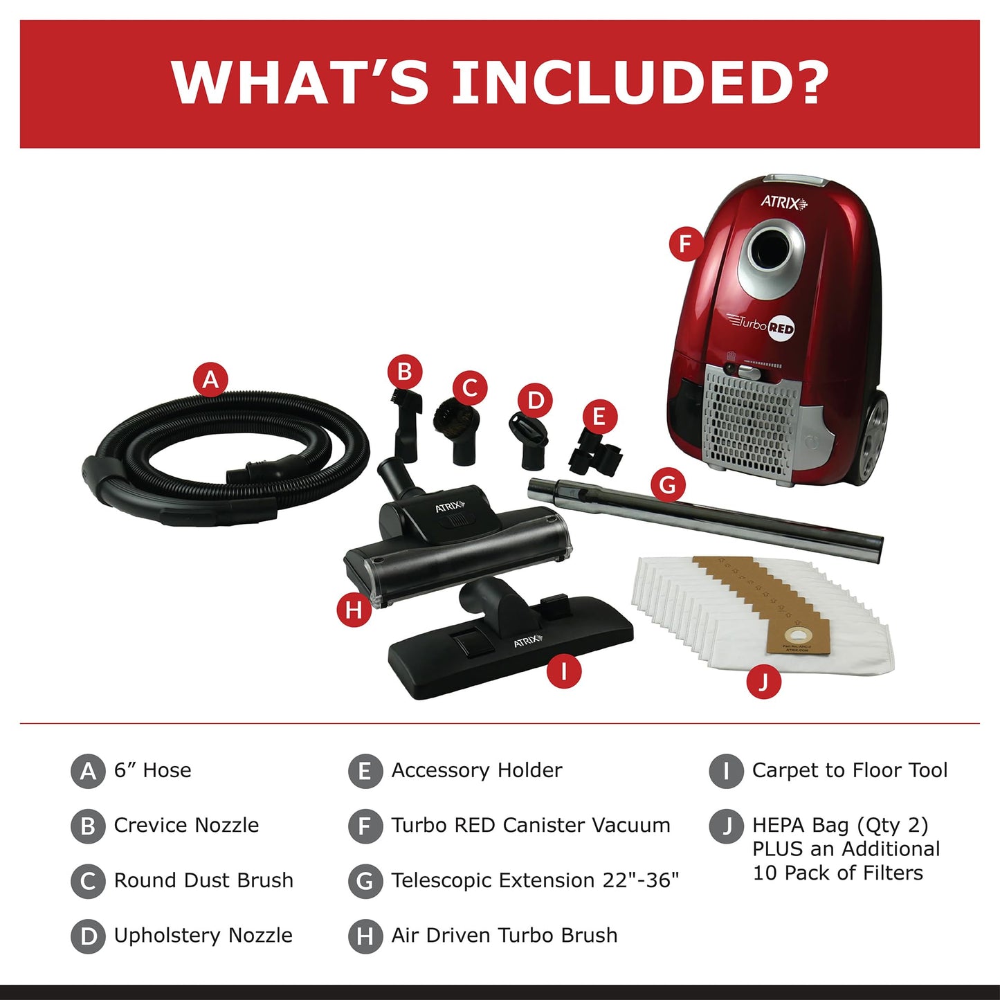 Atrix 6-Quart Canister Vacuum – Red