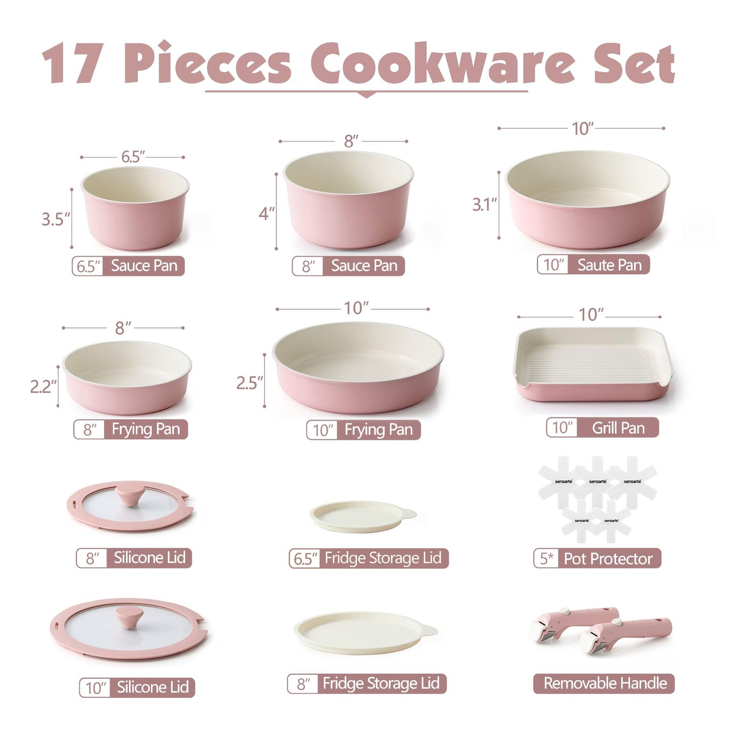 SENSARTE 17-Pc Cookware Set