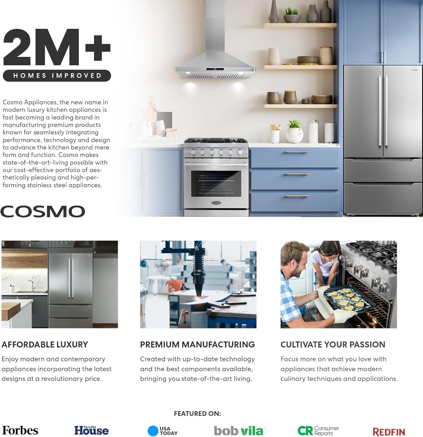 COSMO 30" Range Hood – Stainless Steel