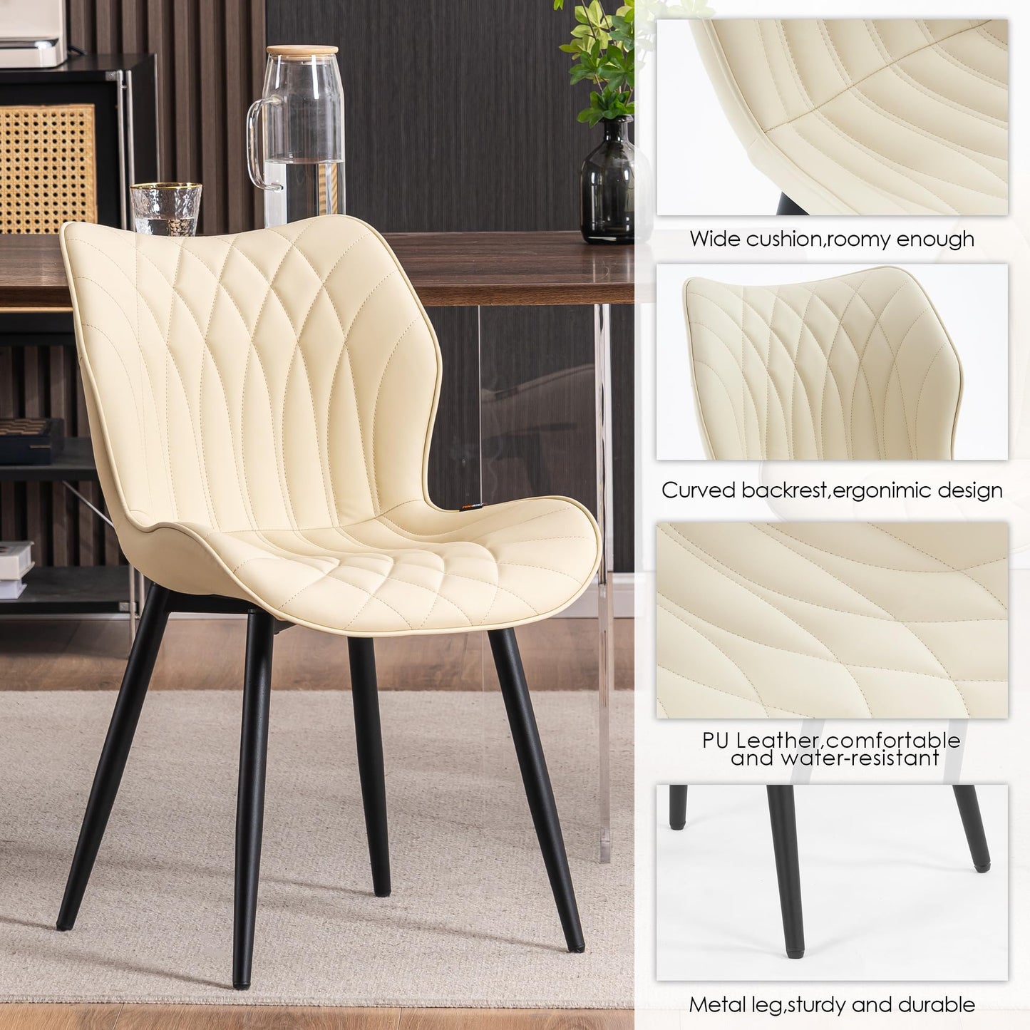 2 Modern Khaki Dining Chairs