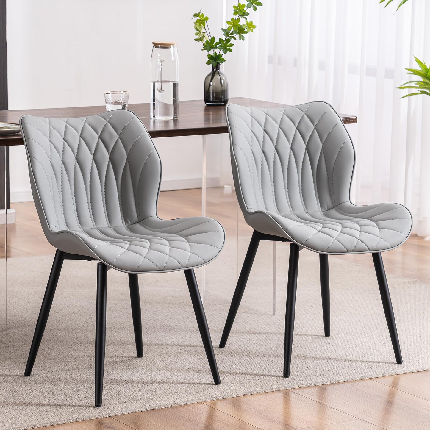 2 Modern Khaki Dining Chairs
