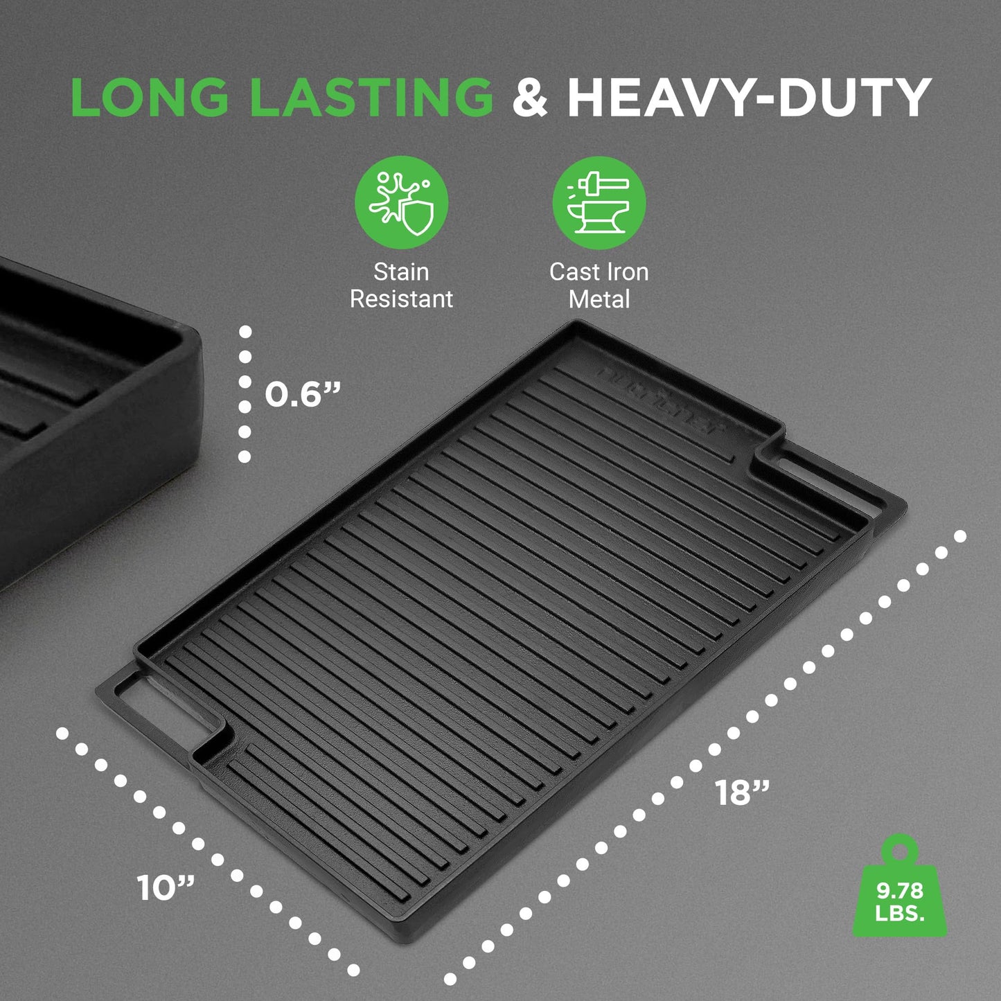 NutriChef 18" Cast Iron Griddle