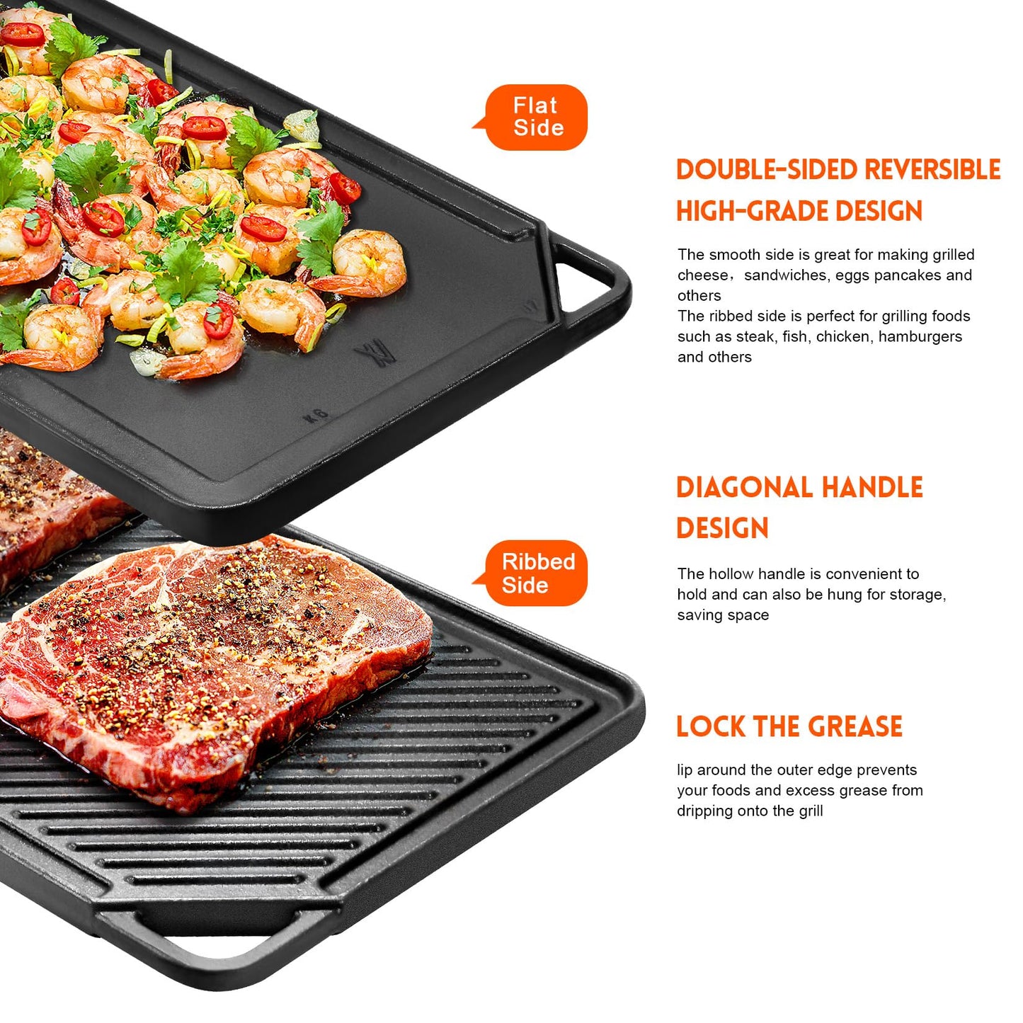 GGC 16.5" Reversible Cast Iron Griddle