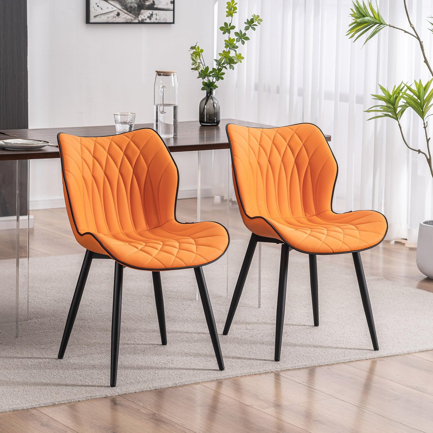 2 Modern Khaki Dining Chairs
