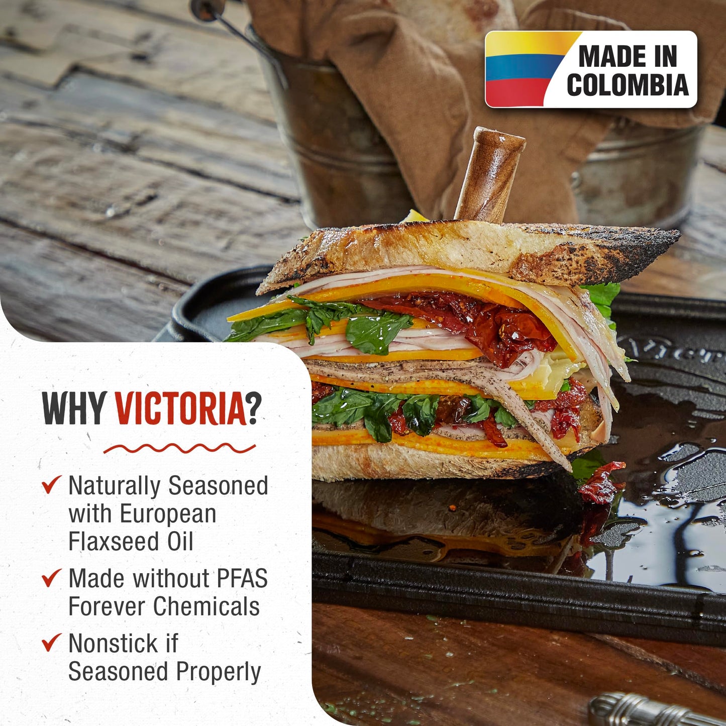 Victoria 13" Rectangular Cast Iron Griddle