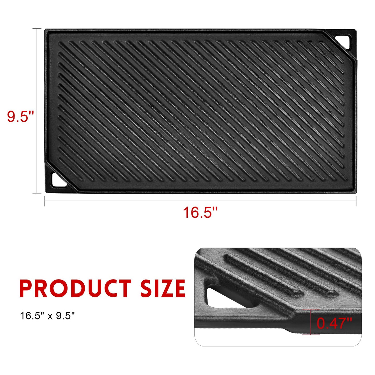 GGC 16.5" Reversible Cast Iron Griddle