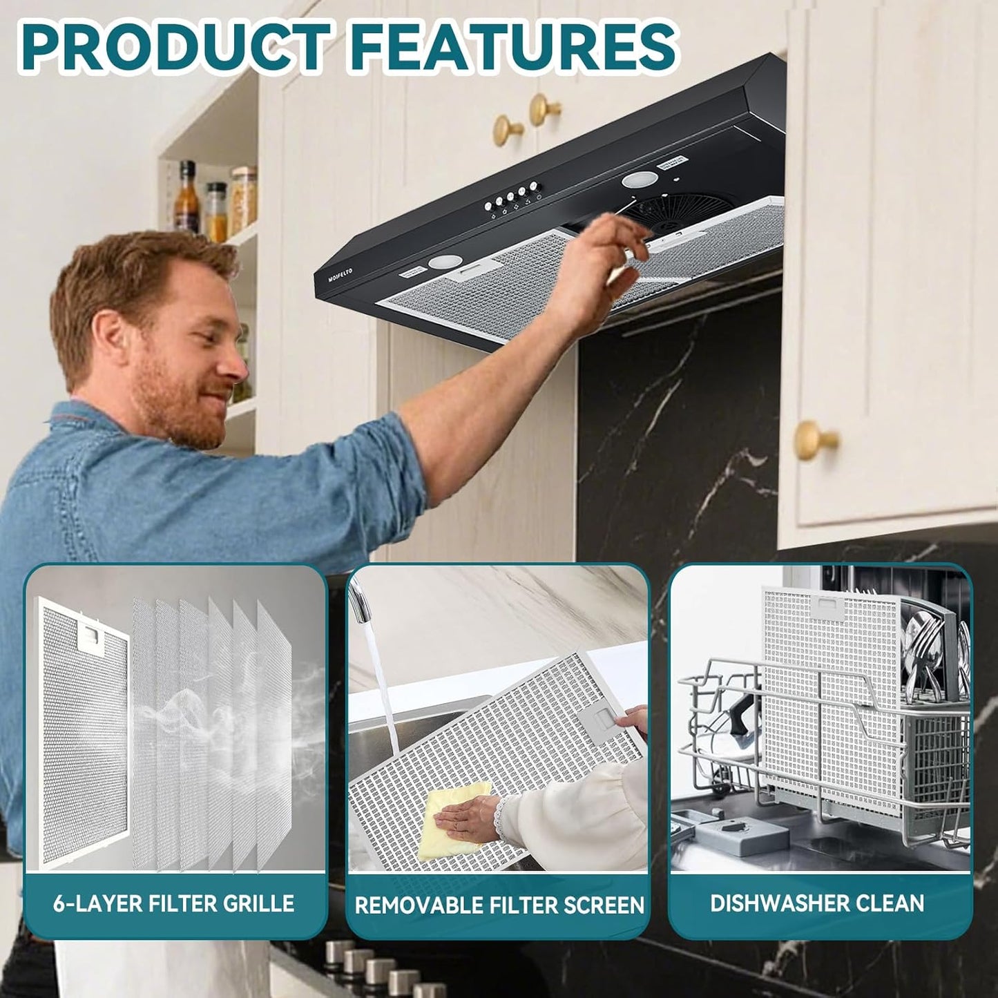 30" Under Cabinet Range Hood – Black