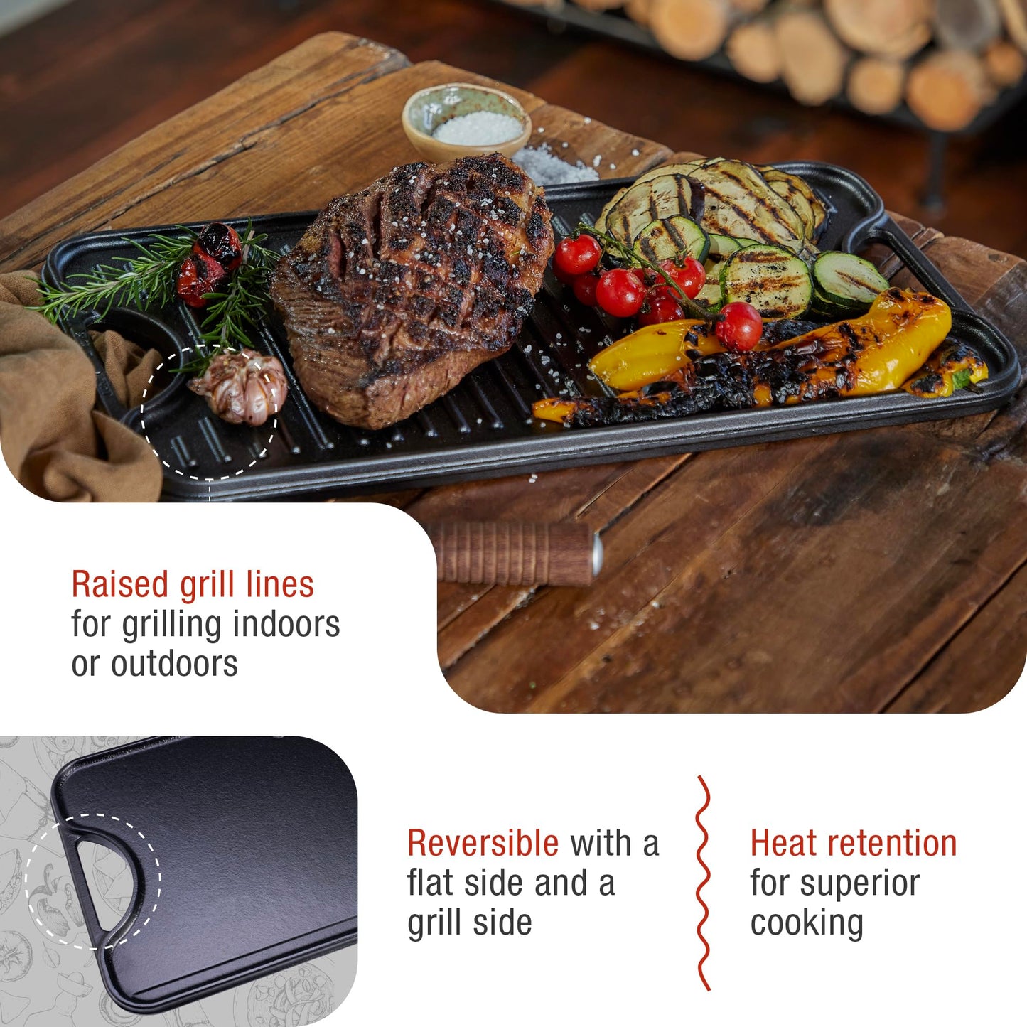 Victoria 13" Rectangular Cast Iron Griddle
