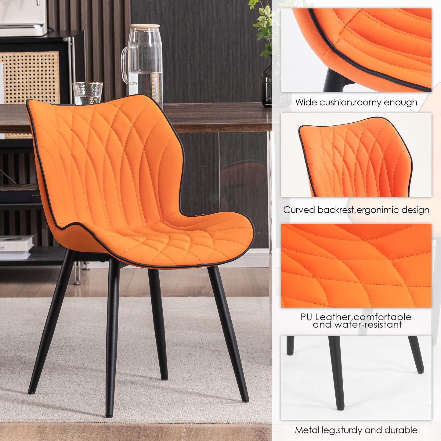 2 Modern Khaki Dining Chairs