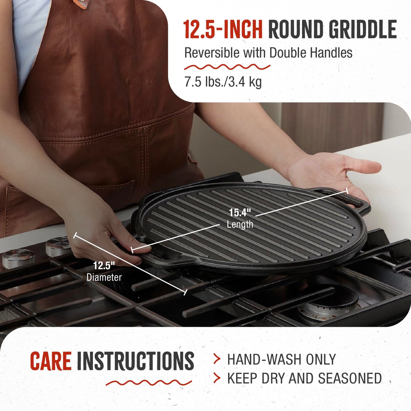 Victoria 13" Rectangular Cast Iron Griddle
