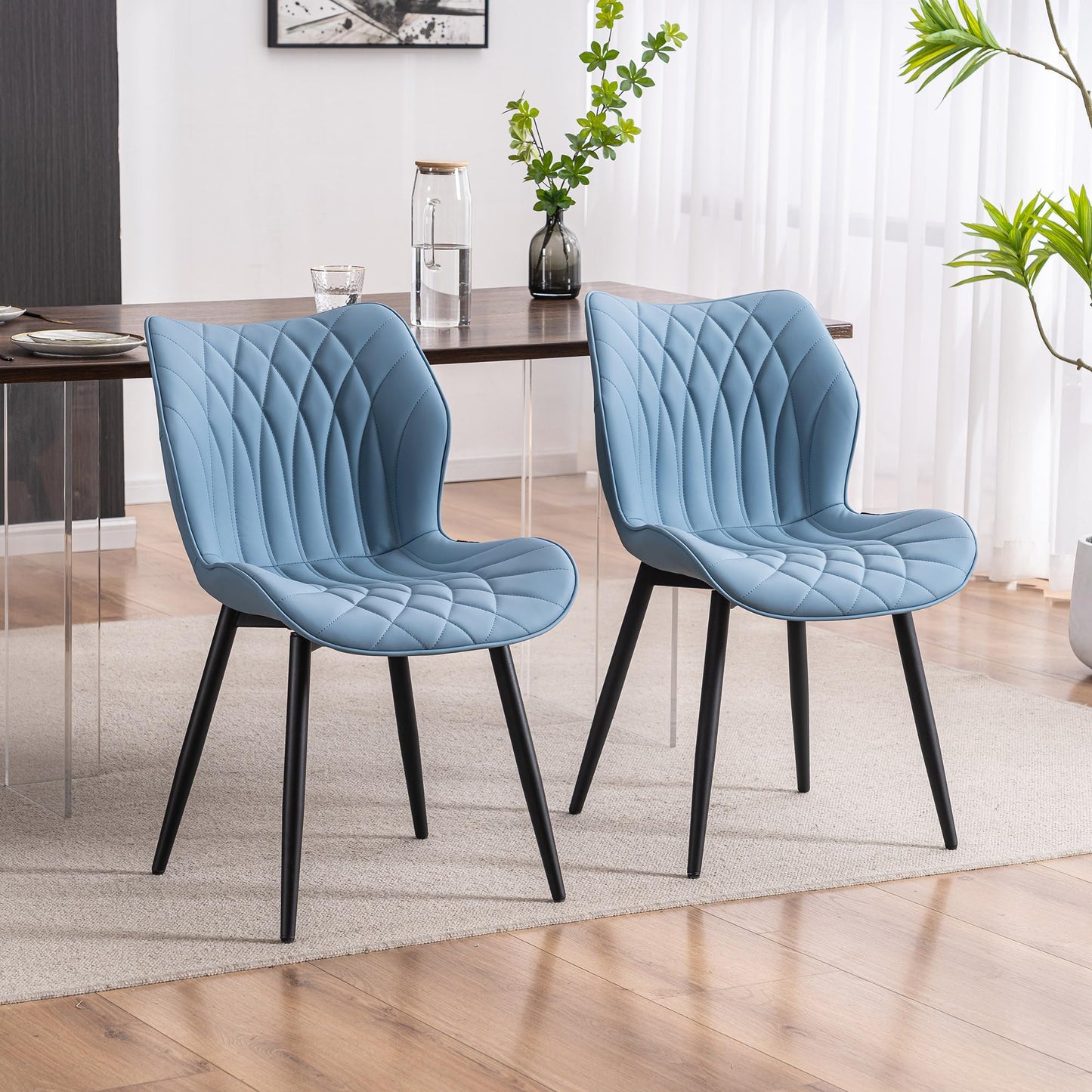 2 Modern Khaki Dining Chairs