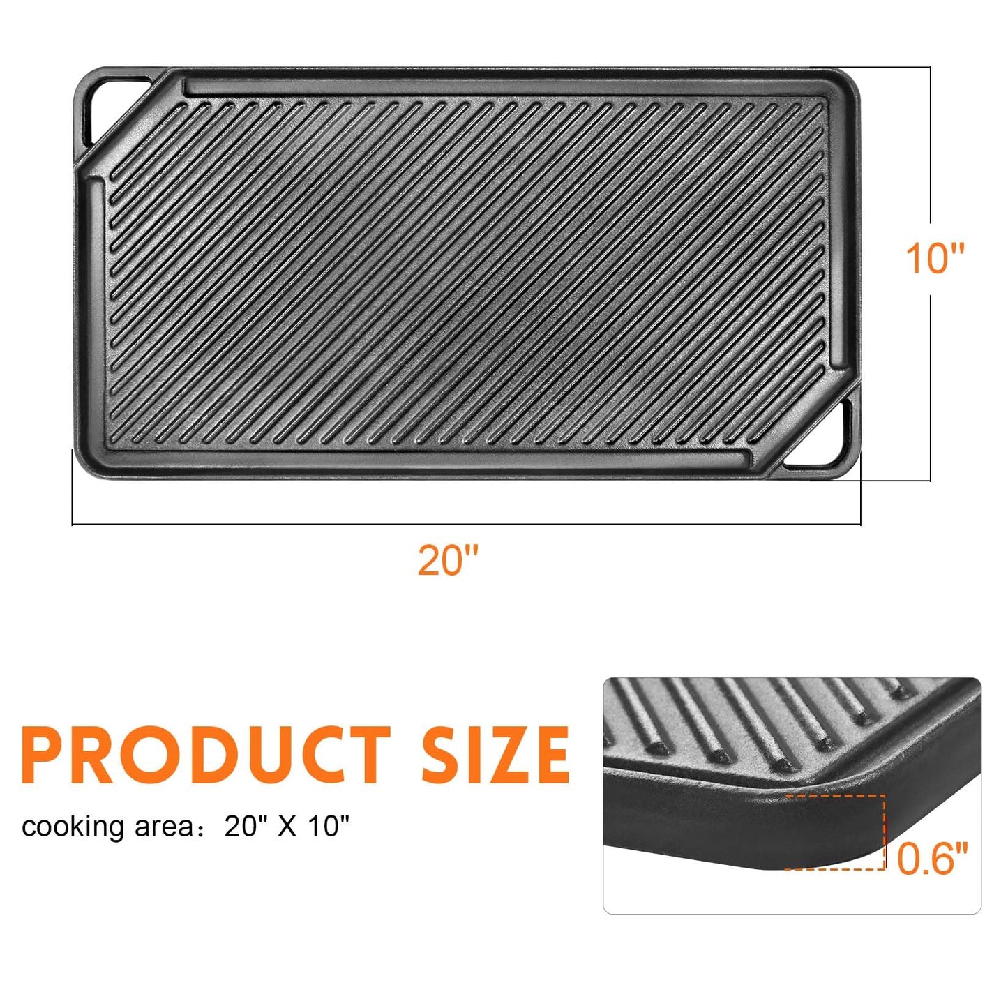 GGC 16.5" Reversible Cast Iron Griddle