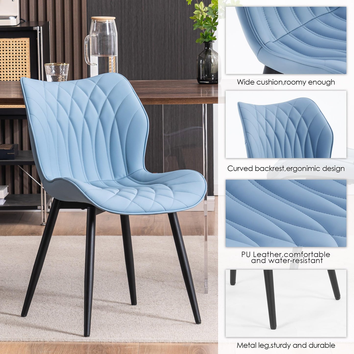 2 Modern Khaki Dining Chairs
