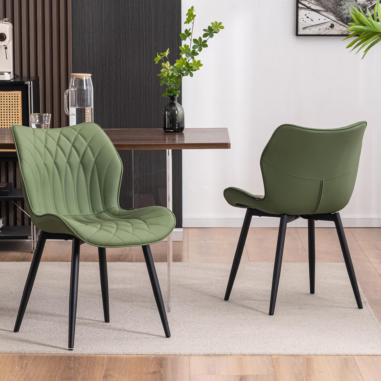 2 Modern Khaki Dining Chairs