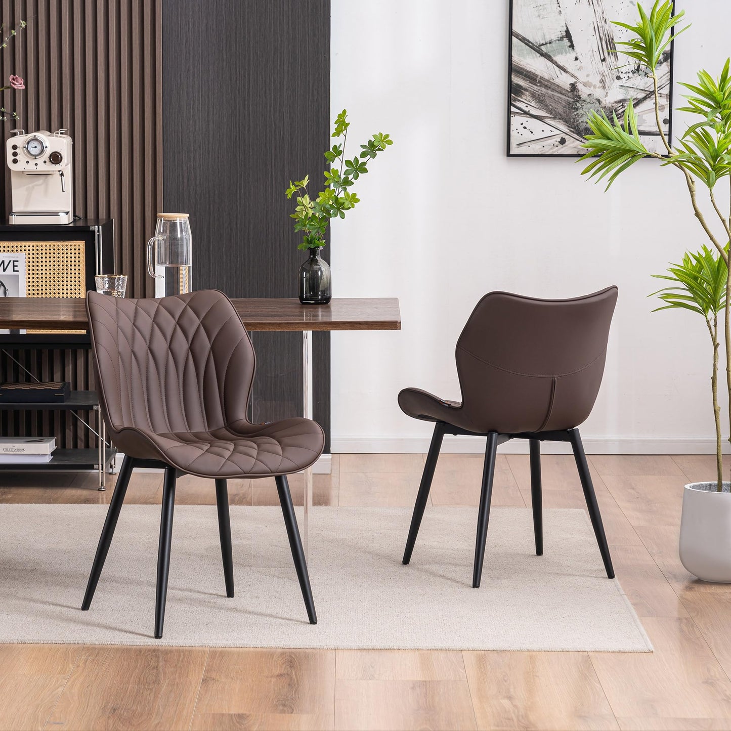 2 Modern Khaki Dining Chairs