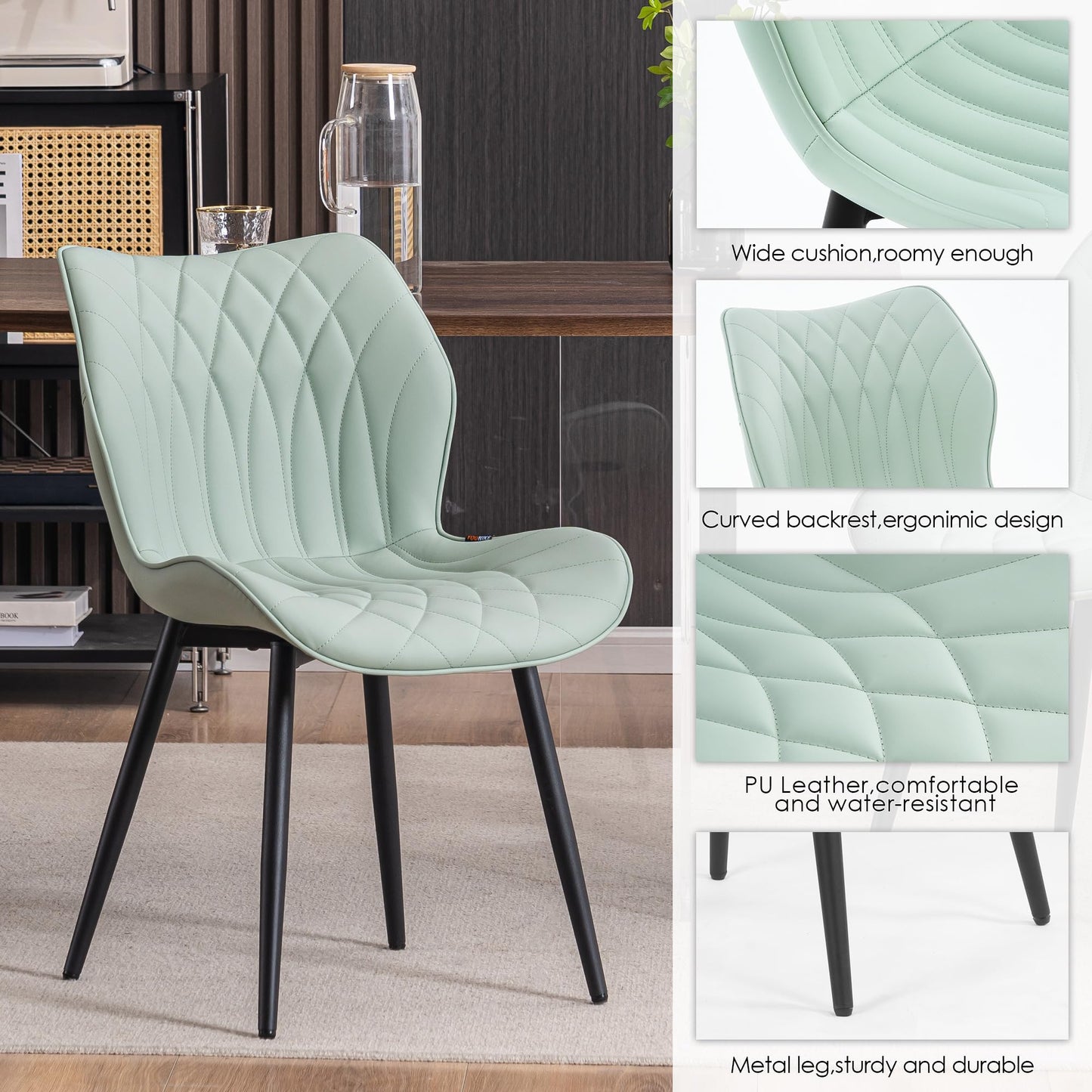 2 Modern Khaki Dining Chairs