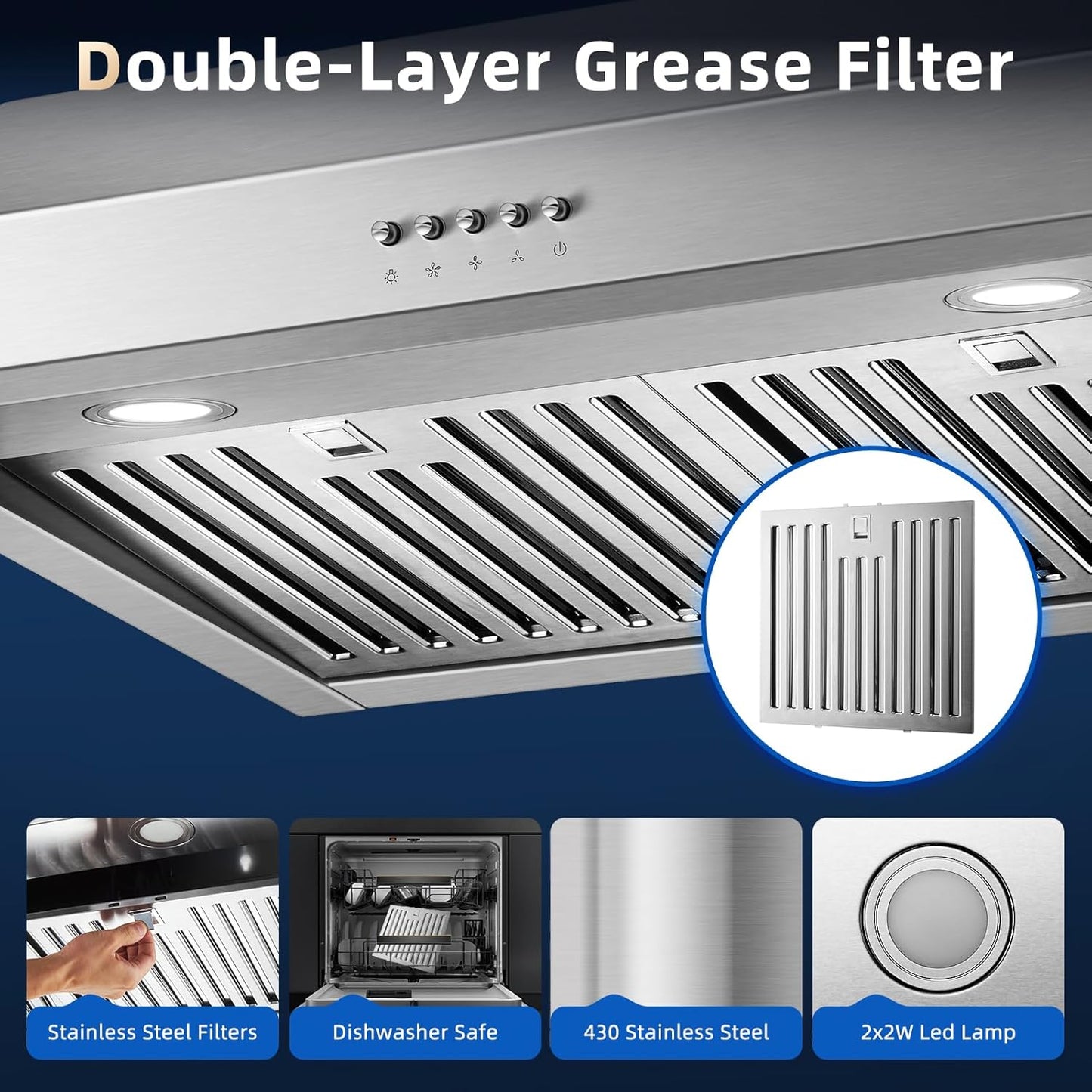 Tiesay 30" Range Hood – Stainless Steel