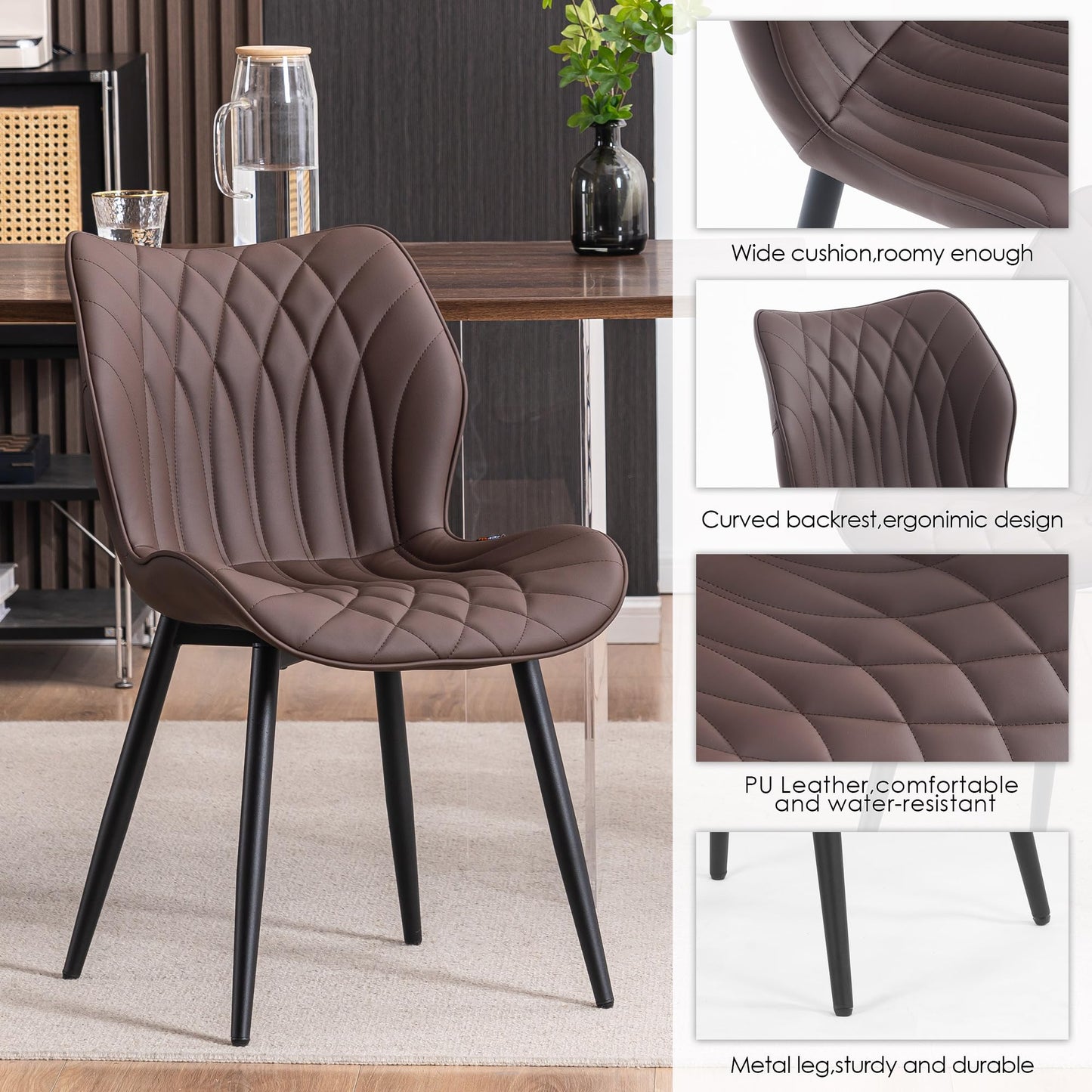 2 Modern Khaki Dining Chairs