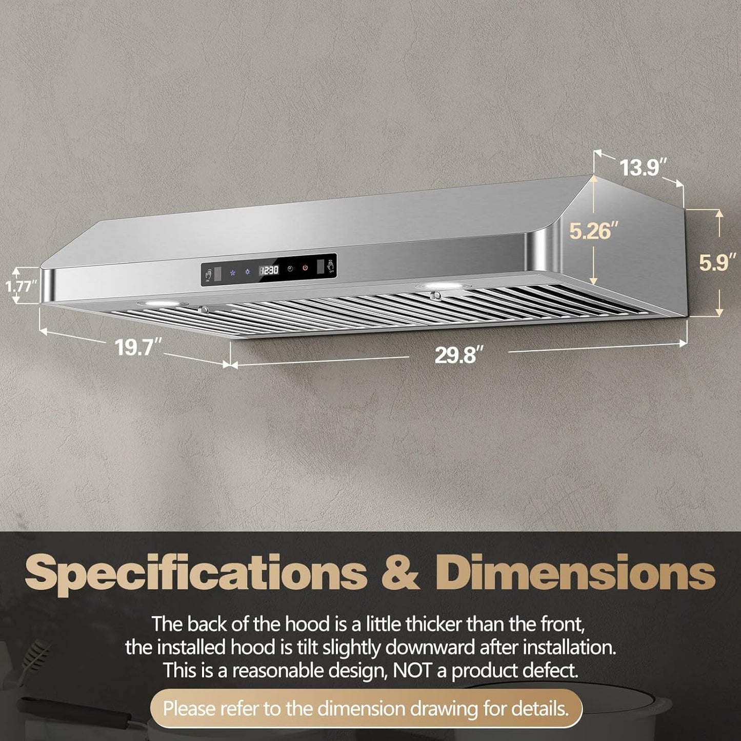 SNDOAS 30" Kitchen Range Hood – Stainless Steel
