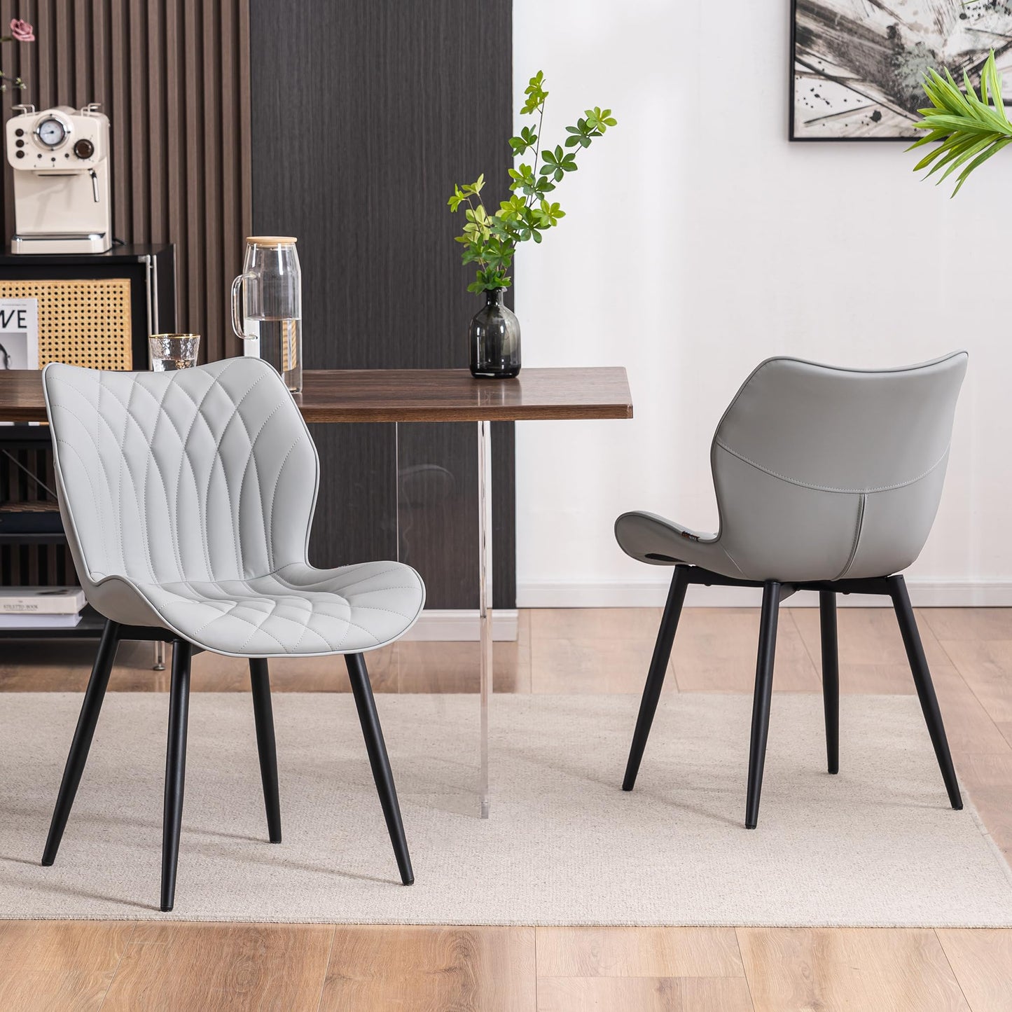 2 Modern Khaki Dining Chairs