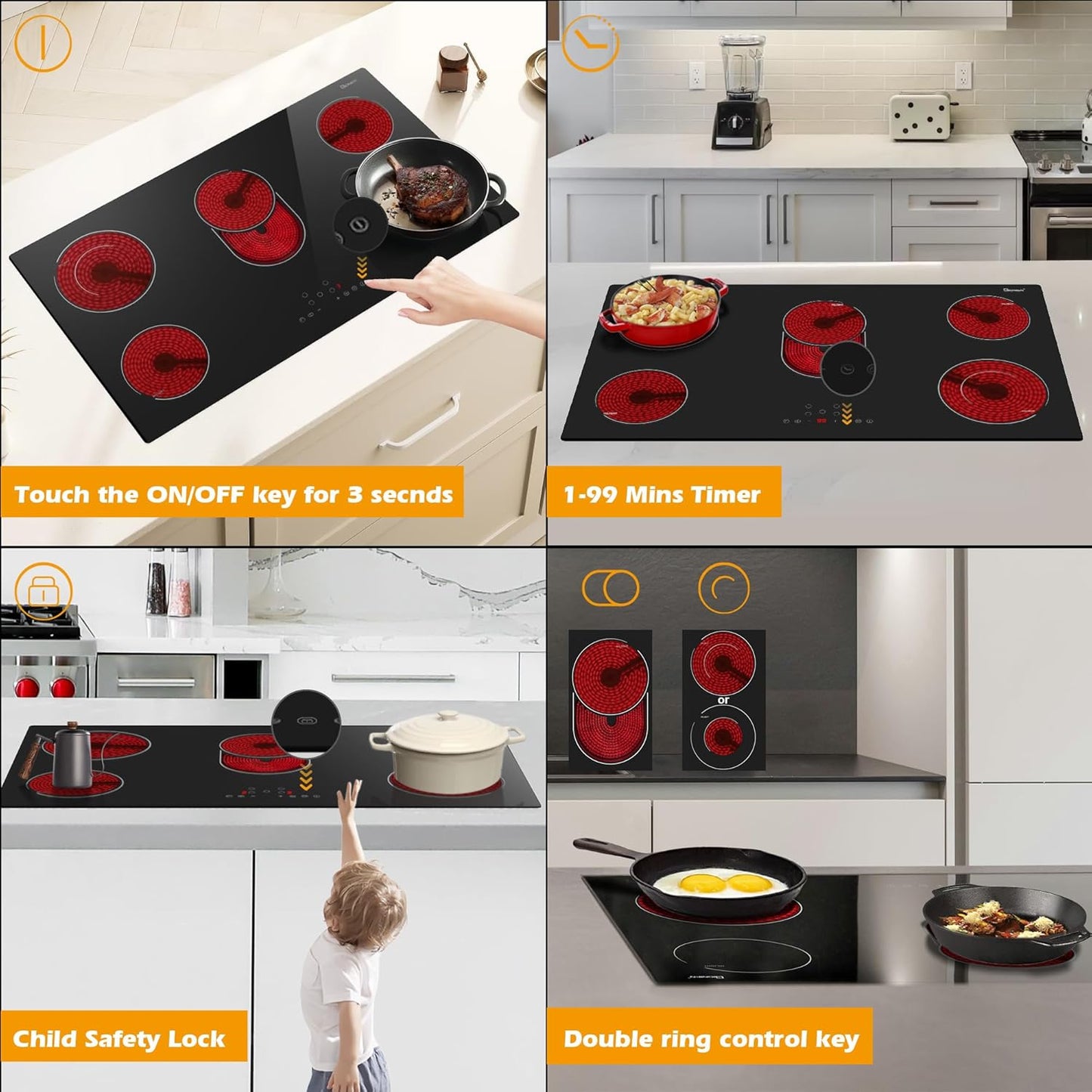 36" Electric 5-Burner Cooktop