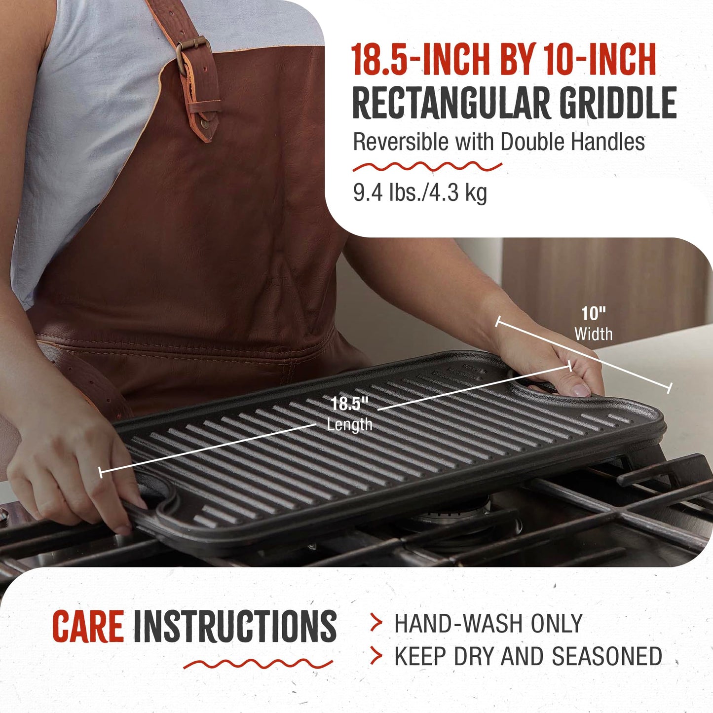 Victoria 13" Rectangular Cast Iron Griddle